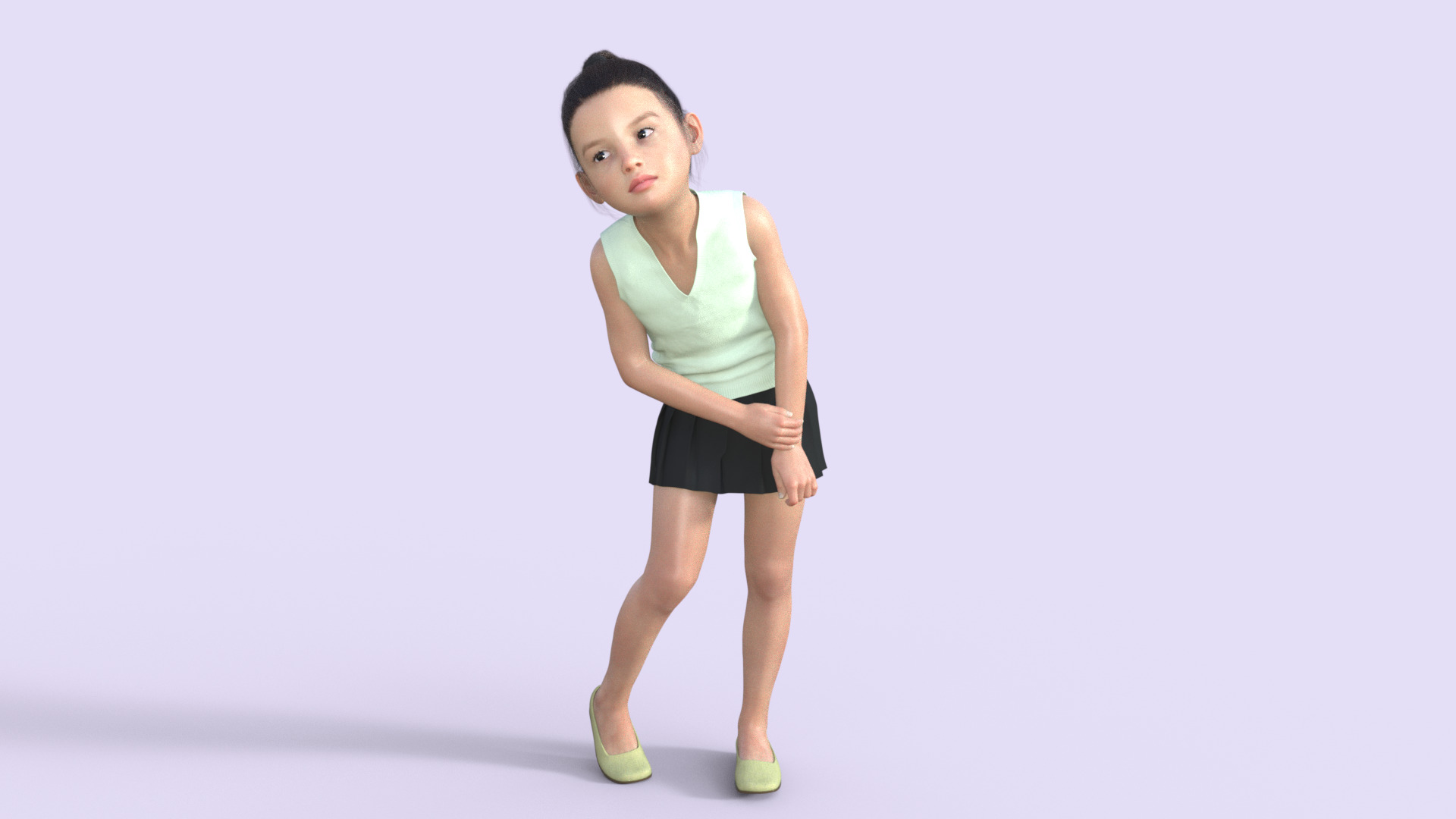 Realistic 3D Girl Child Character Rigged 3D model_13