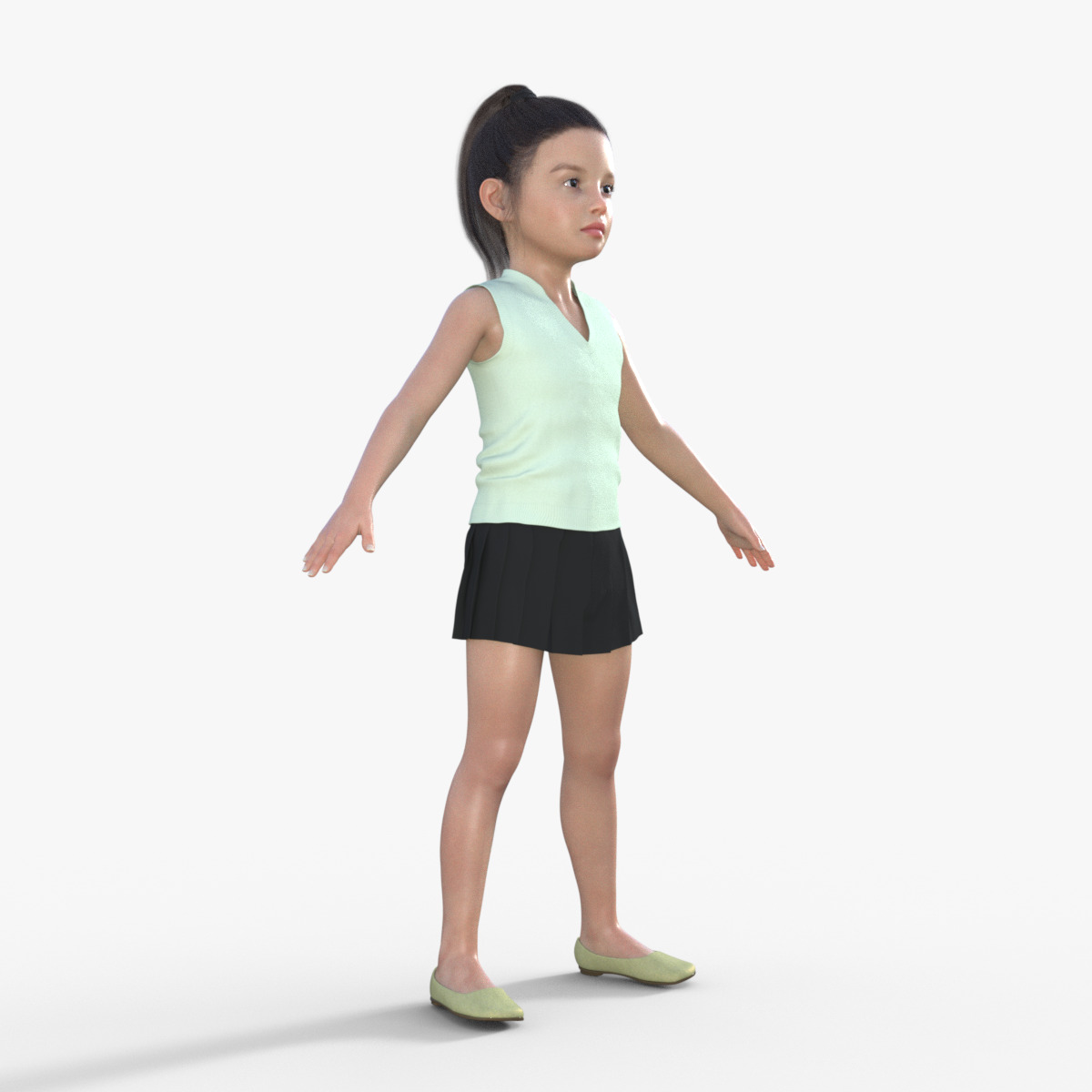 Realistic 3D Girl Child Character Rigged 3D model_8