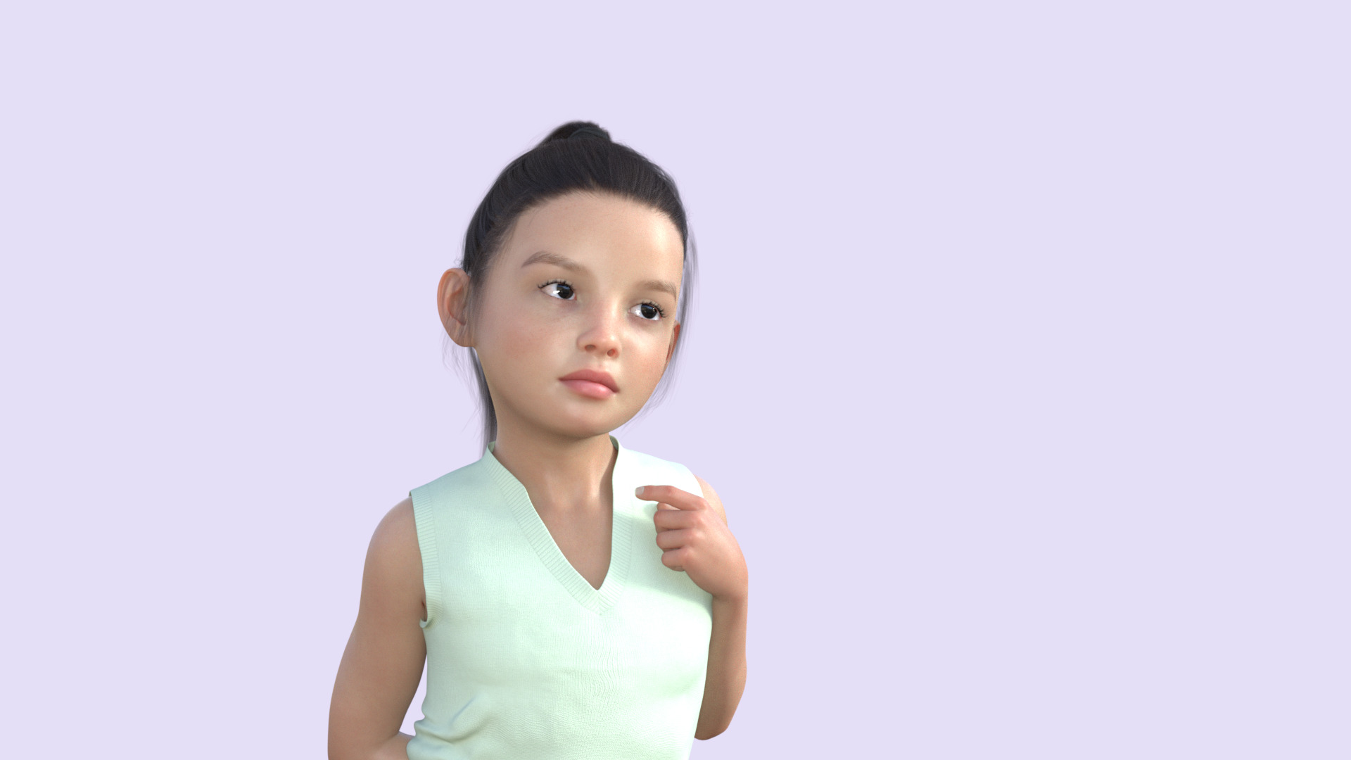 Realistic 3D Girl Child Character Rigged 3D model_14