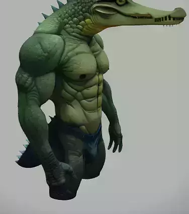 Muscular Humanoid Crocodile