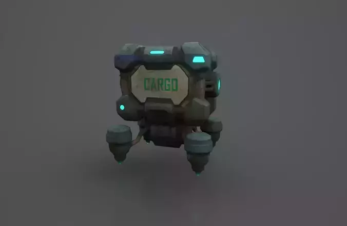 3D Cyberpunk Cargo Drone Crate  GameReady Low Poly Model Low-poly 3D model
