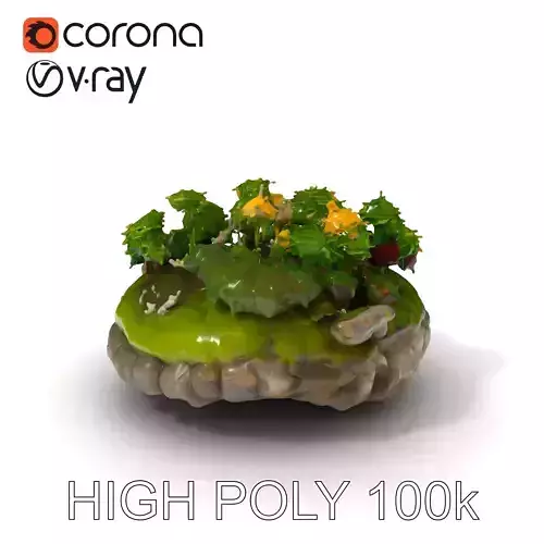 Rocky Flower Garden Model Pack with Detailed Vegetation Low-poly 3D model