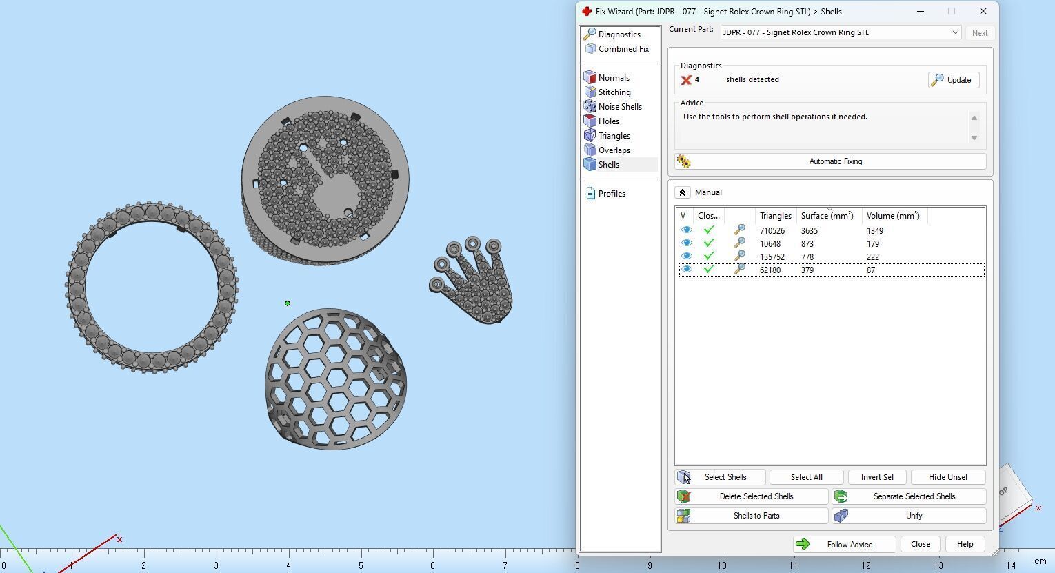 Custom Signet Rolex Crown Round Shape Diamond Ring 3D print model_18