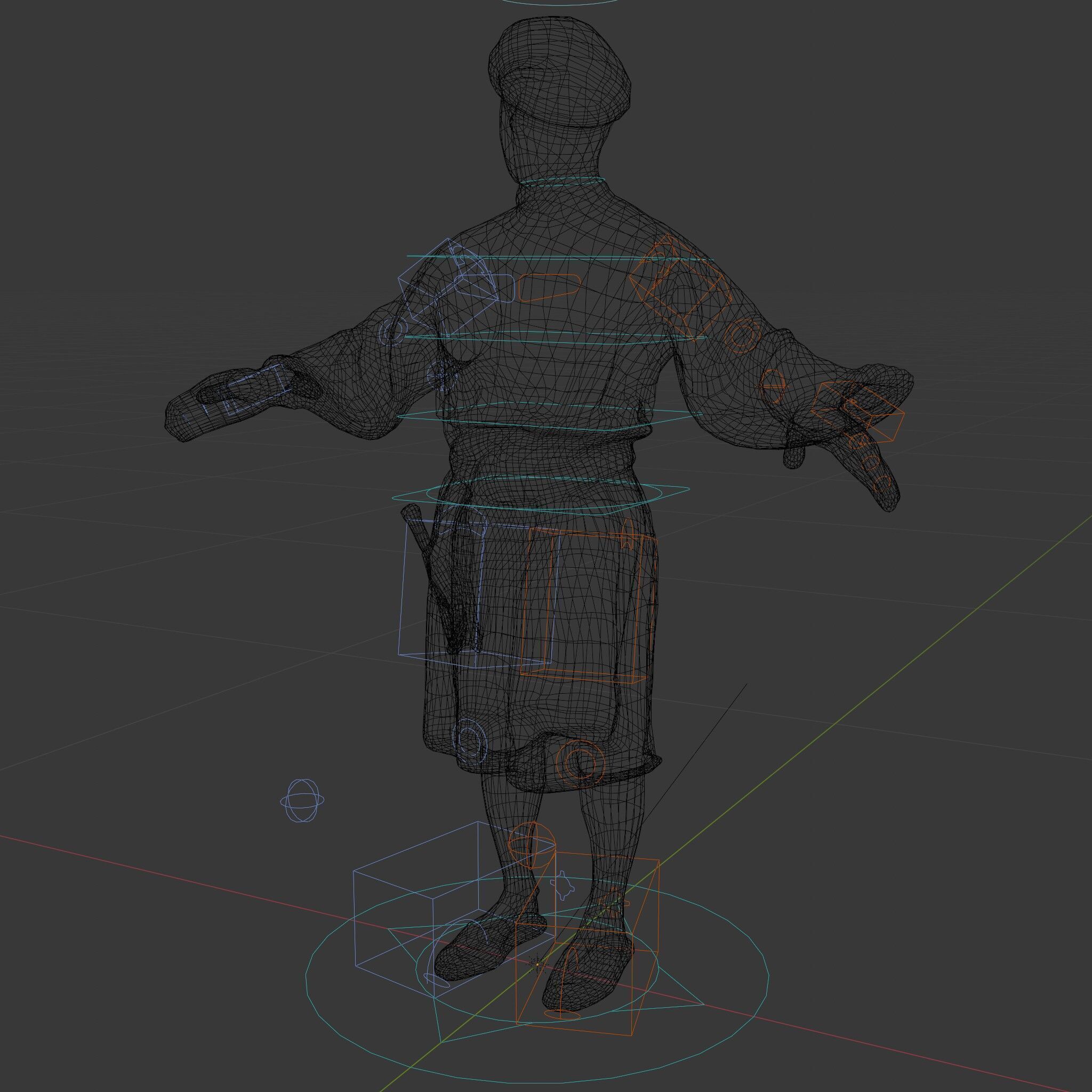Friendly Medieval Artist in Traditional Attire D Character Model Low-poly 3D model_6