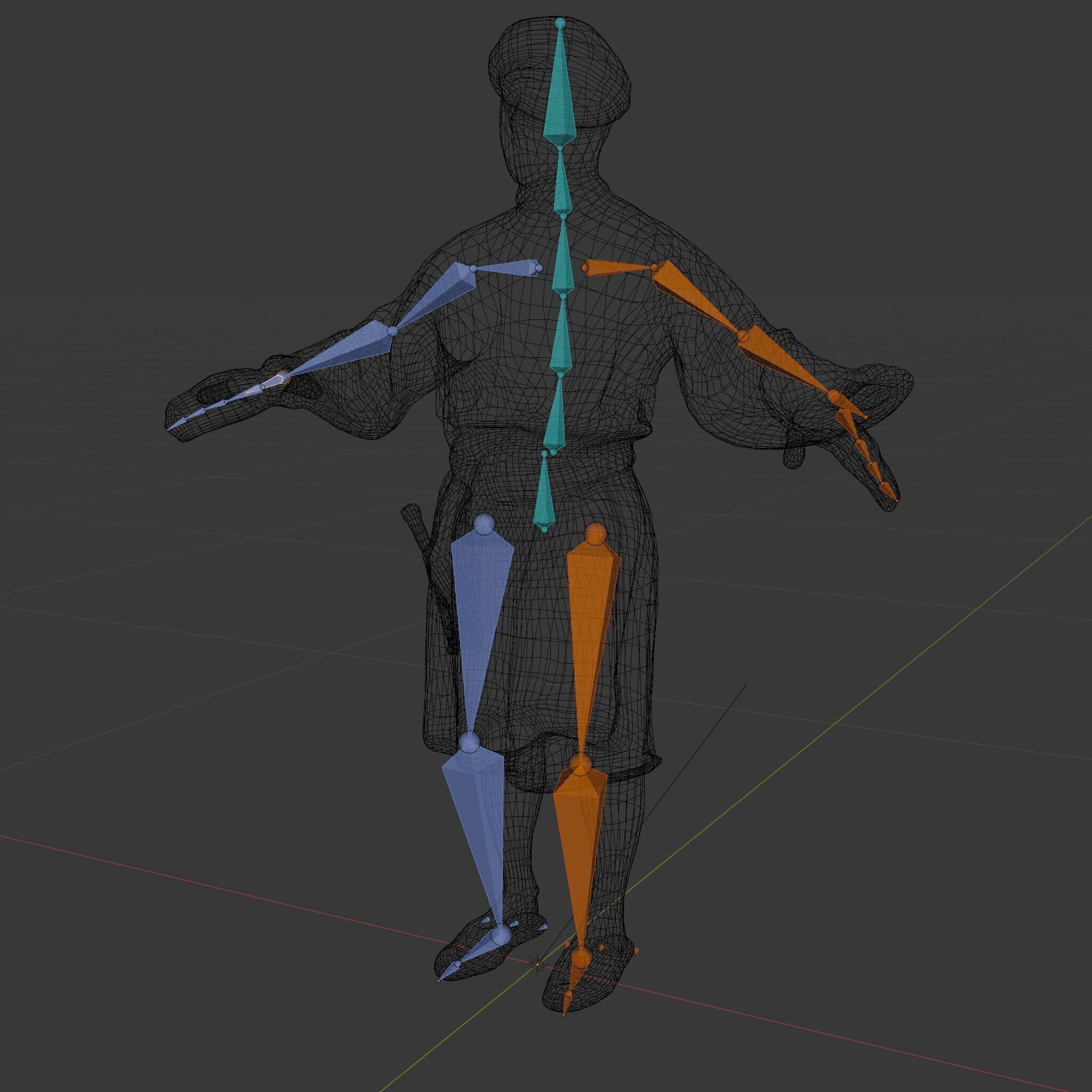 Friendly Medieval Artist in Traditional Attire D Character Model Low-poly 3D model_35