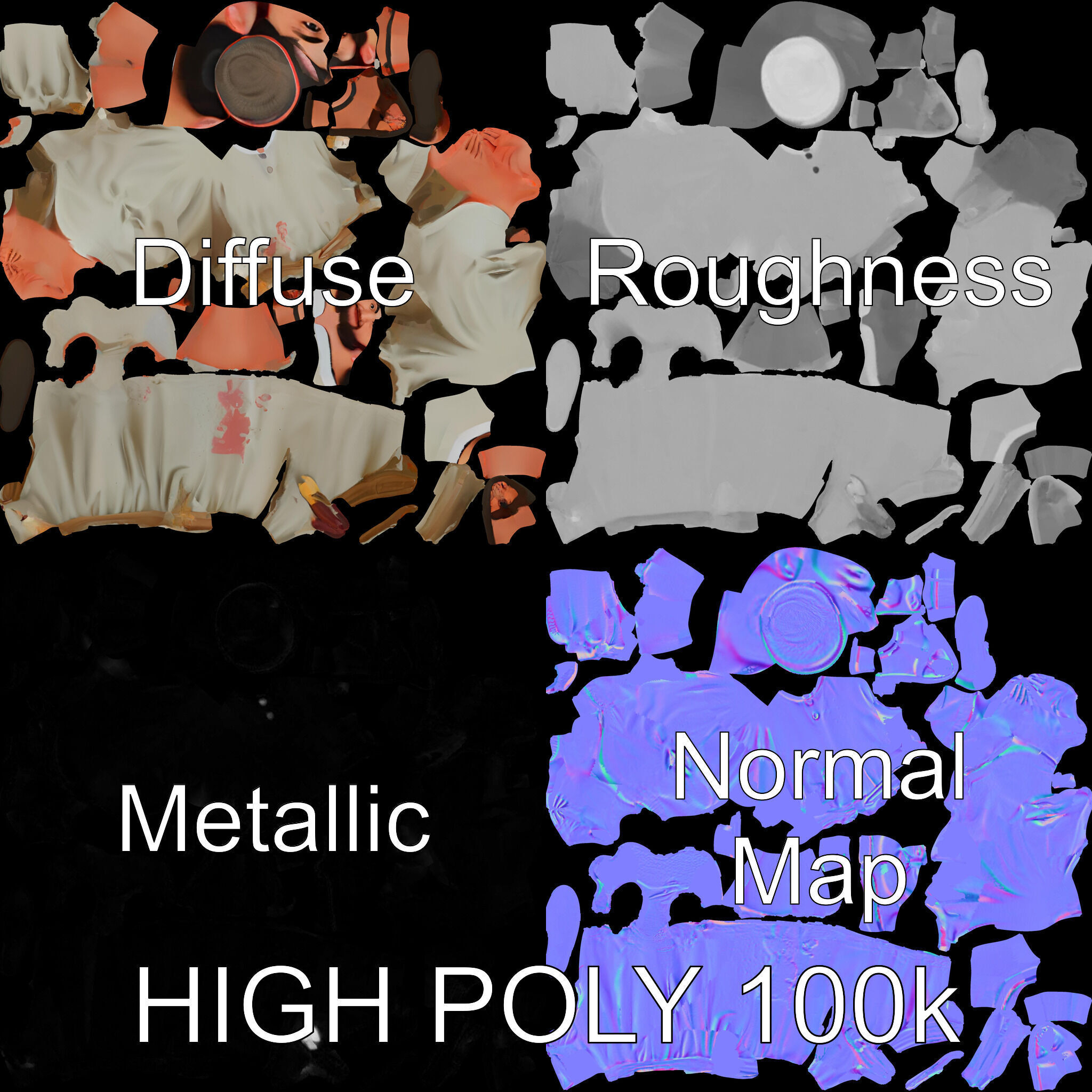 Friendly Medieval Artist in Traditional Attire D Character Model Low-poly 3D model_2