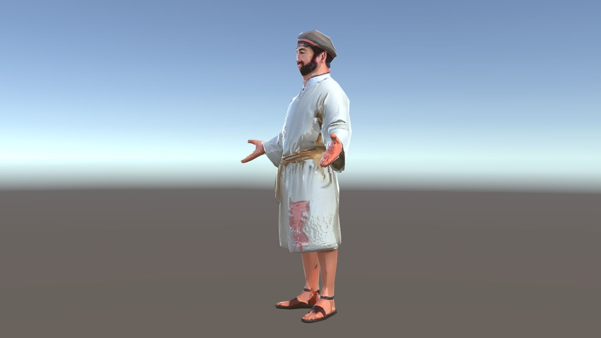 Friendly Medieval Artist in Traditional Attire D Character Model Low-poly 3D model_13