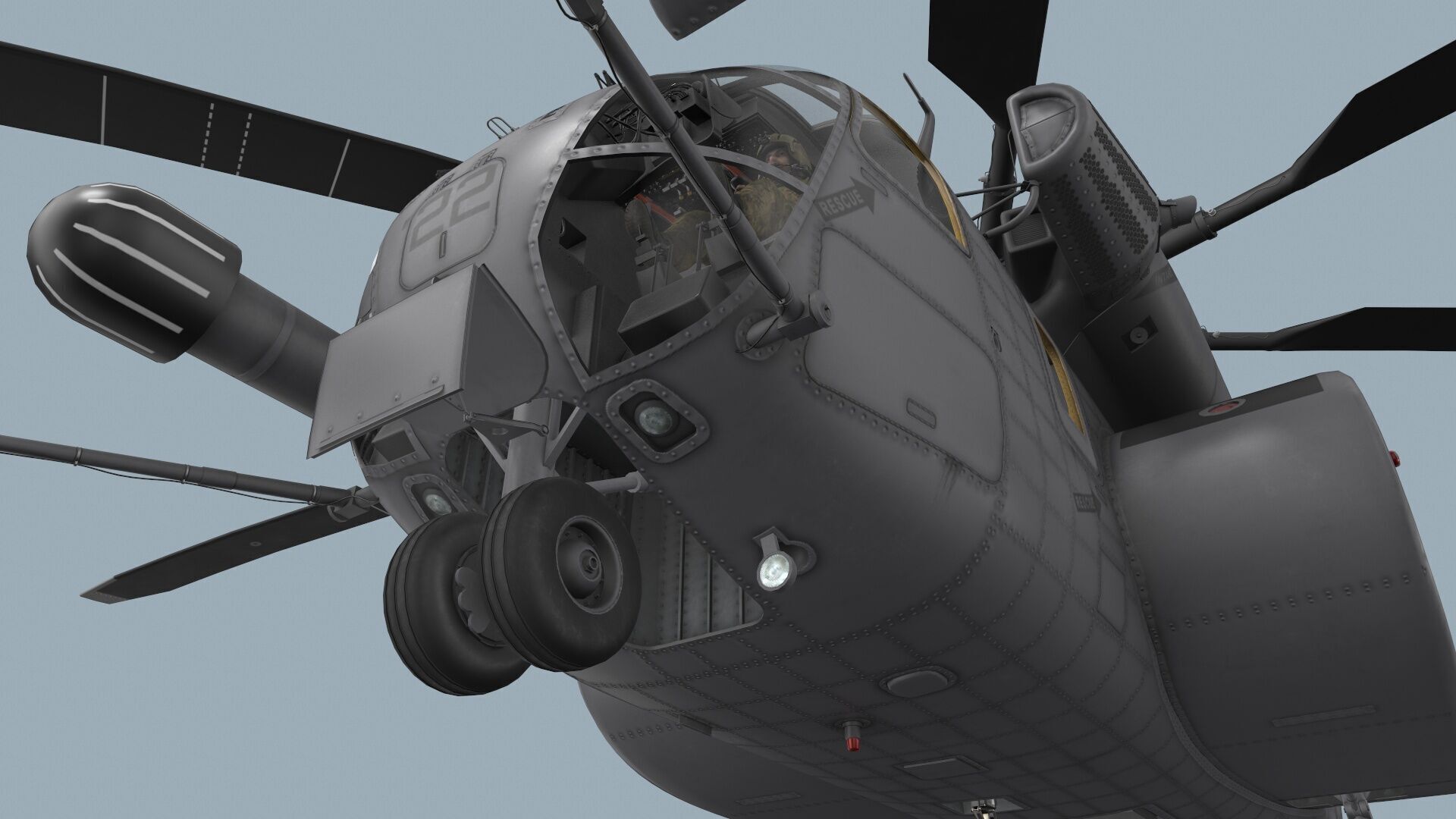 MH-53E Sea Dragon US Navy Complex Animation Low-poly 3D model_16