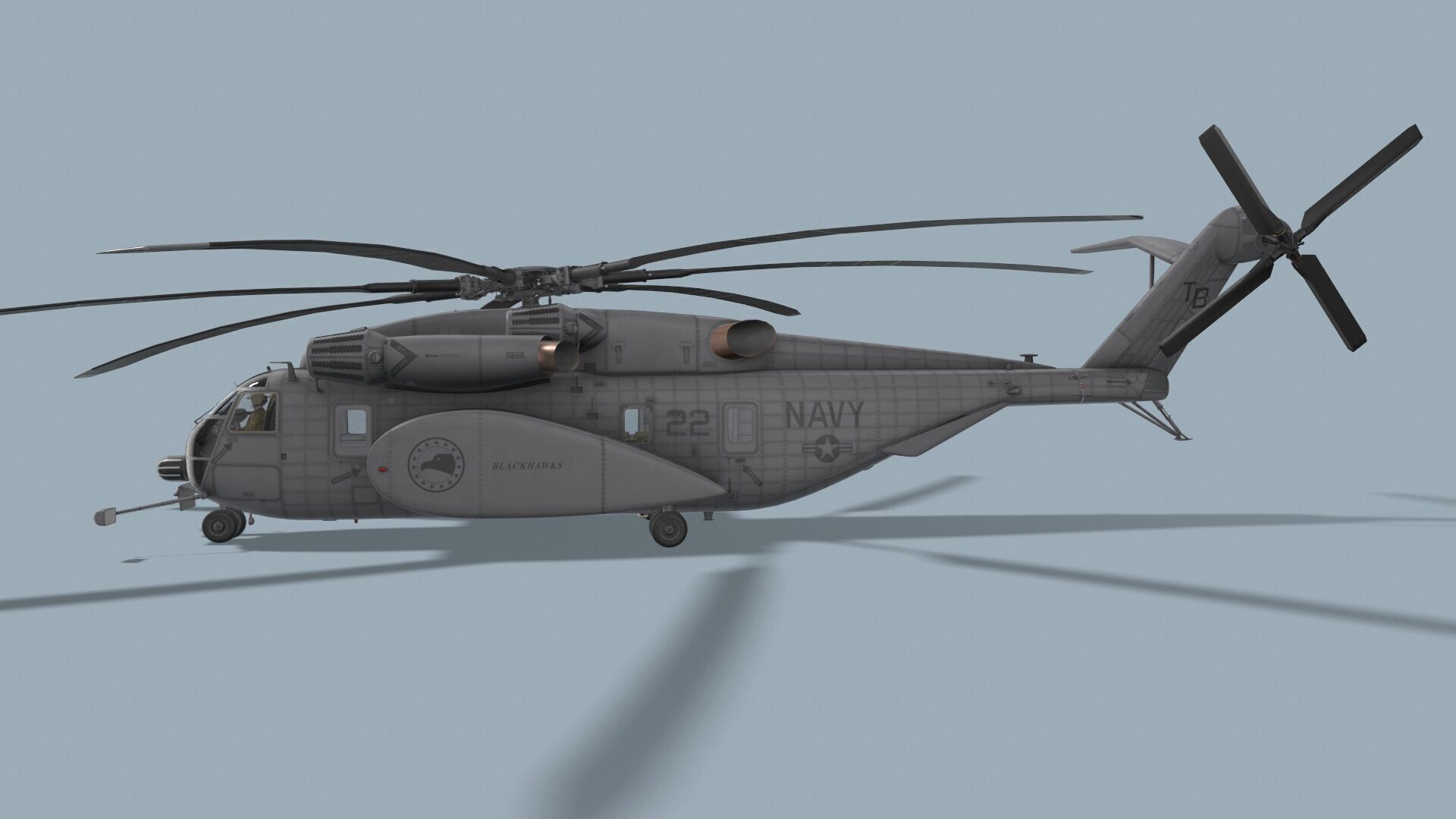 MH-53E Sea Dragon US Navy Complex Animation Low-poly 3D model_4