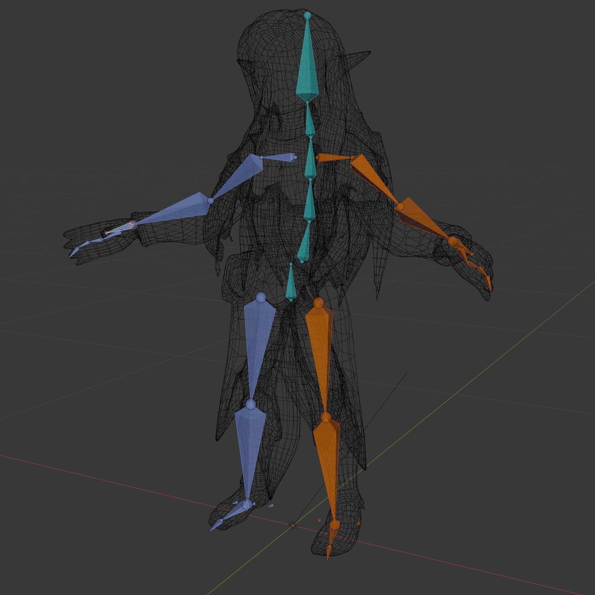 Elven Warrior Princess D Model with Green Armor and Silver Hair Low-poly 3D model_21