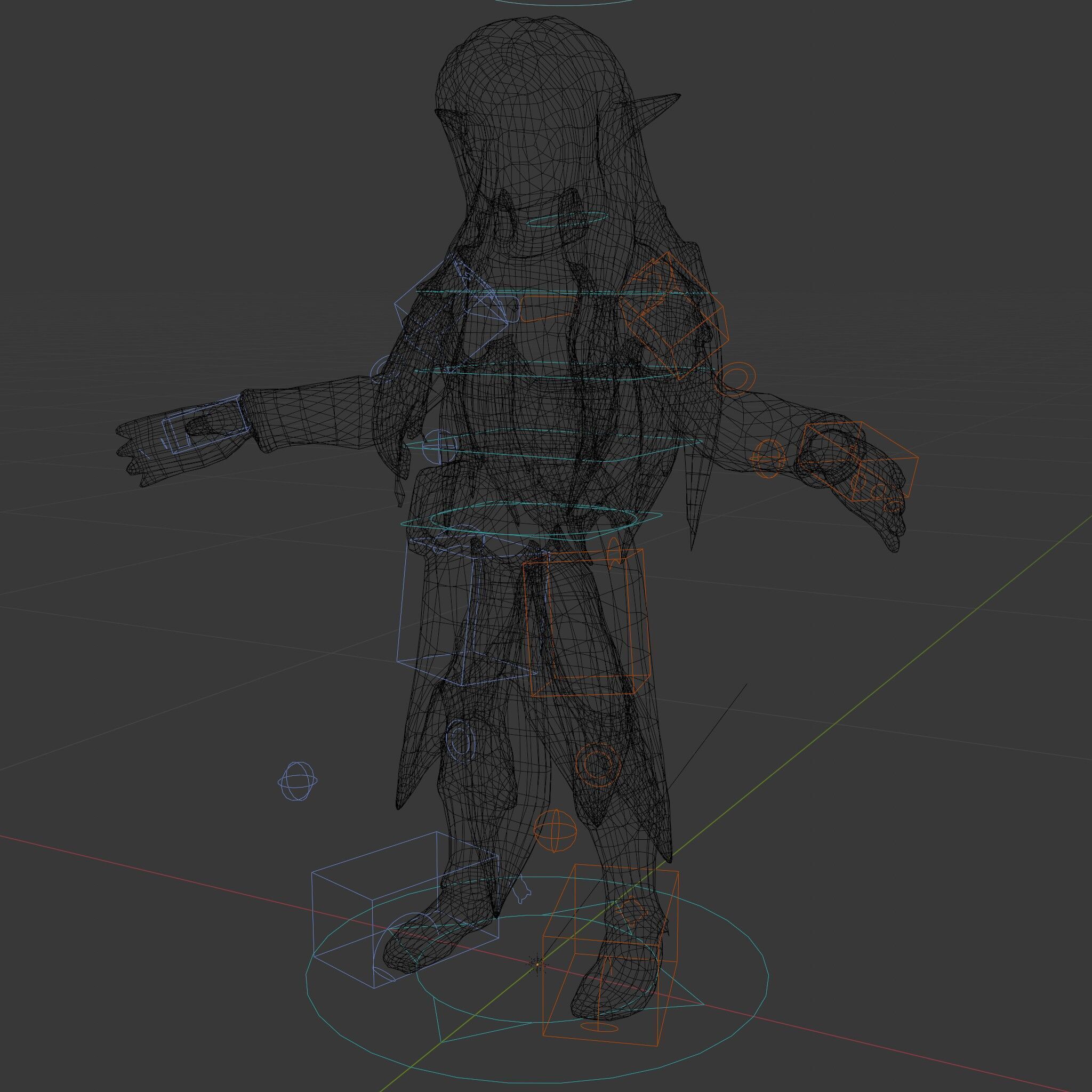 Elven Warrior Princess D Model with Green Armor and Silver Hair Low-poly 3D model_6