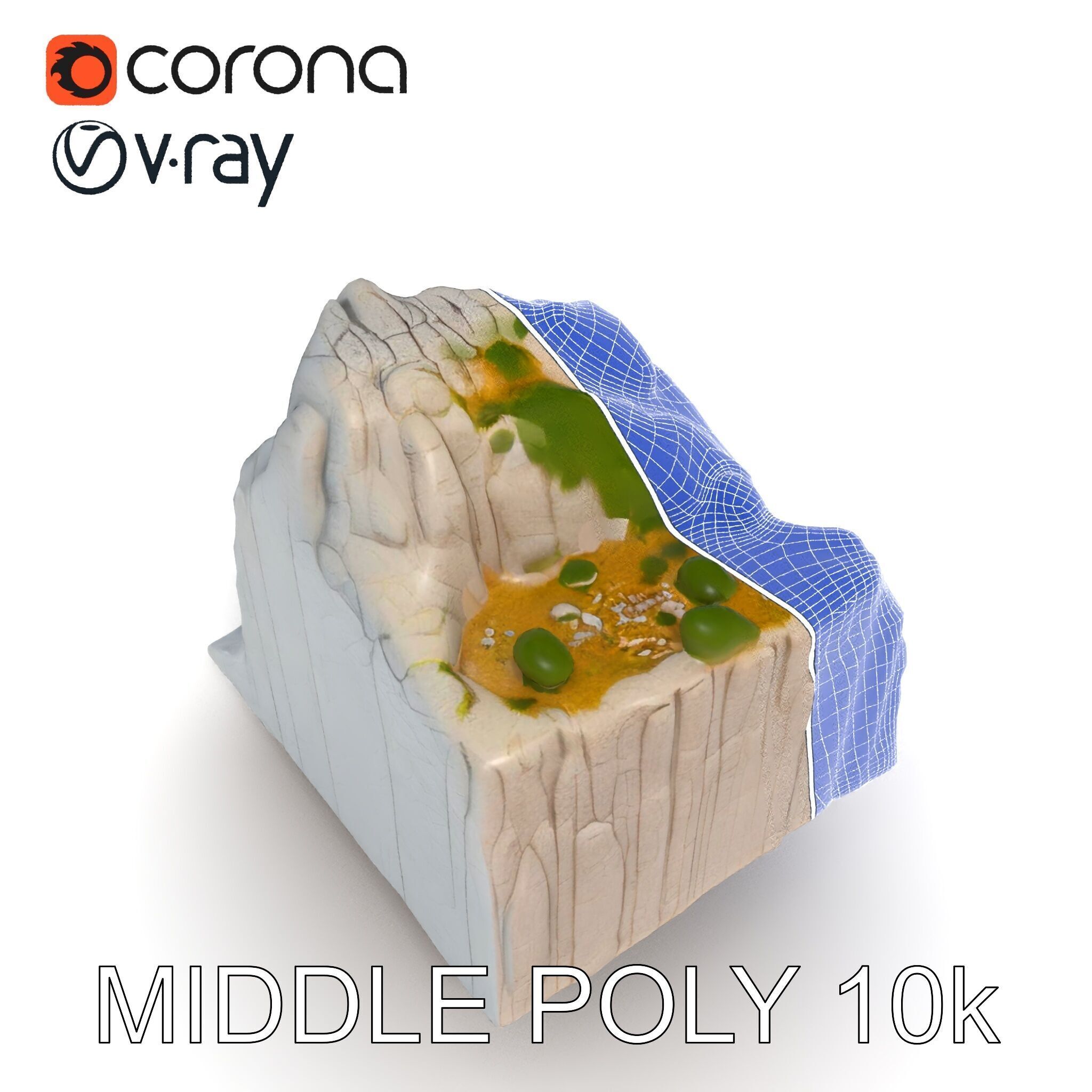 Realistic Rocky Cliff with Vegetation Model Pack Low-poly 3D model_8