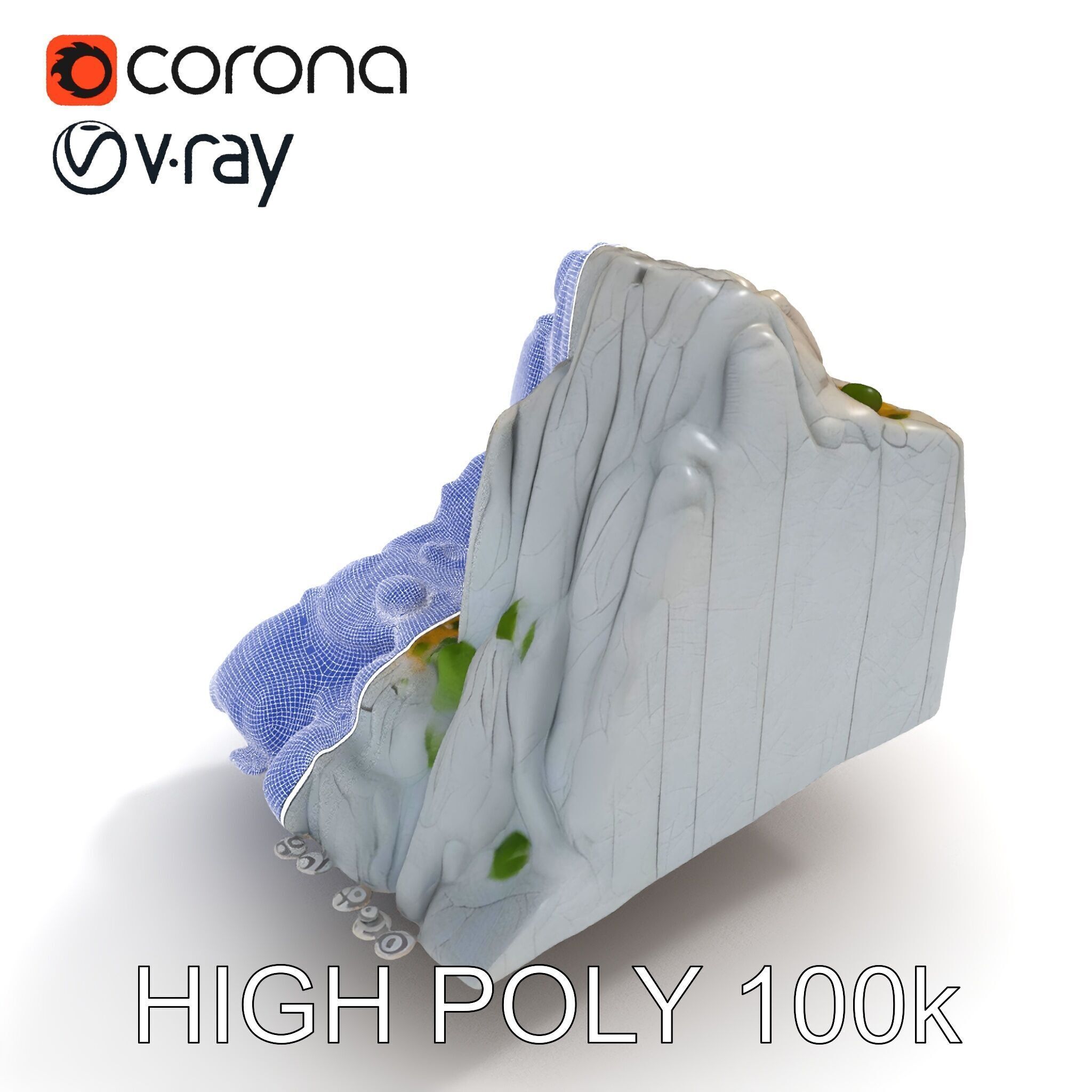 Realistic Rocky Cliff with Vegetation Model Pack Low-poly 3D model_31