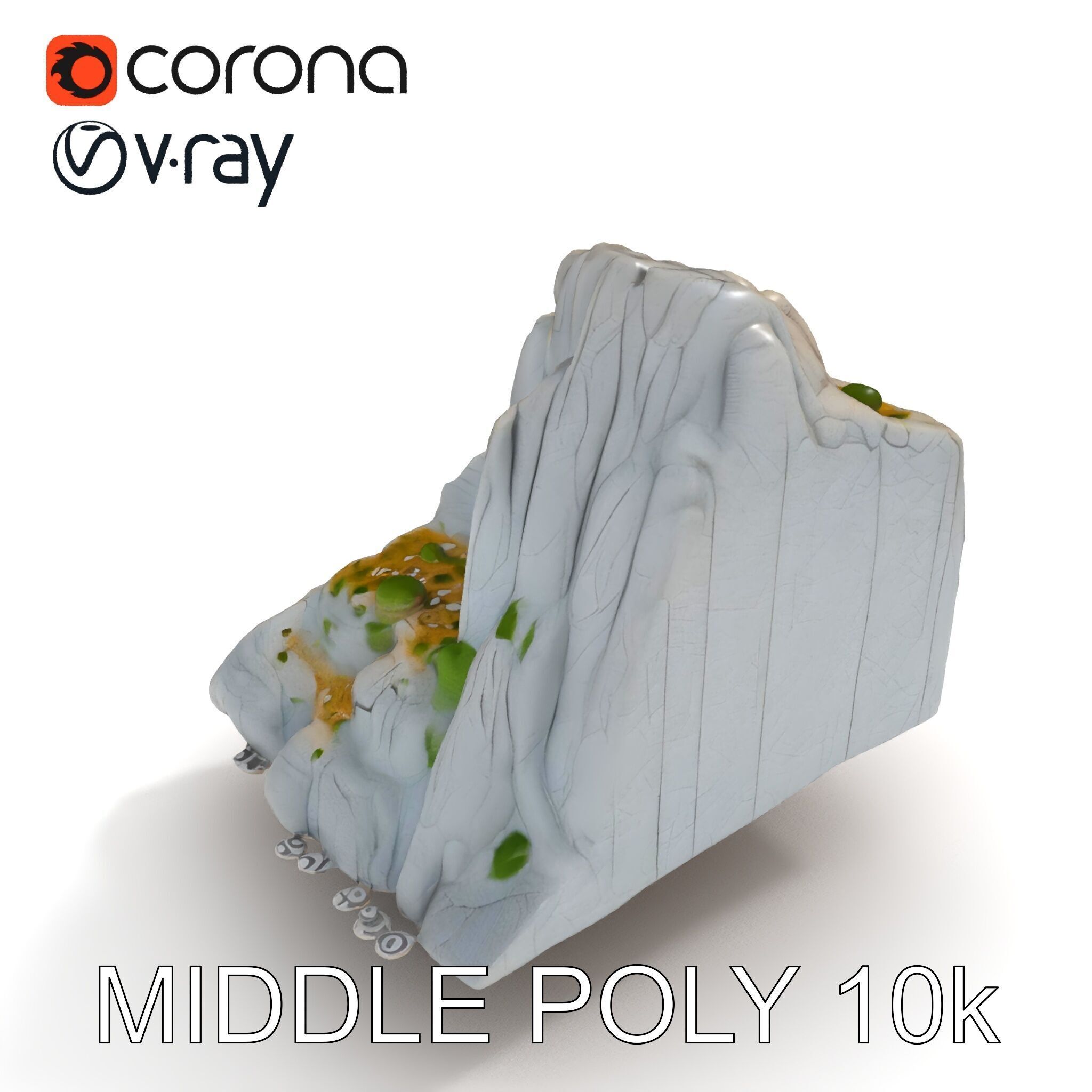 Realistic Rocky Cliff with Vegetation Model Pack Low-poly 3D model_15