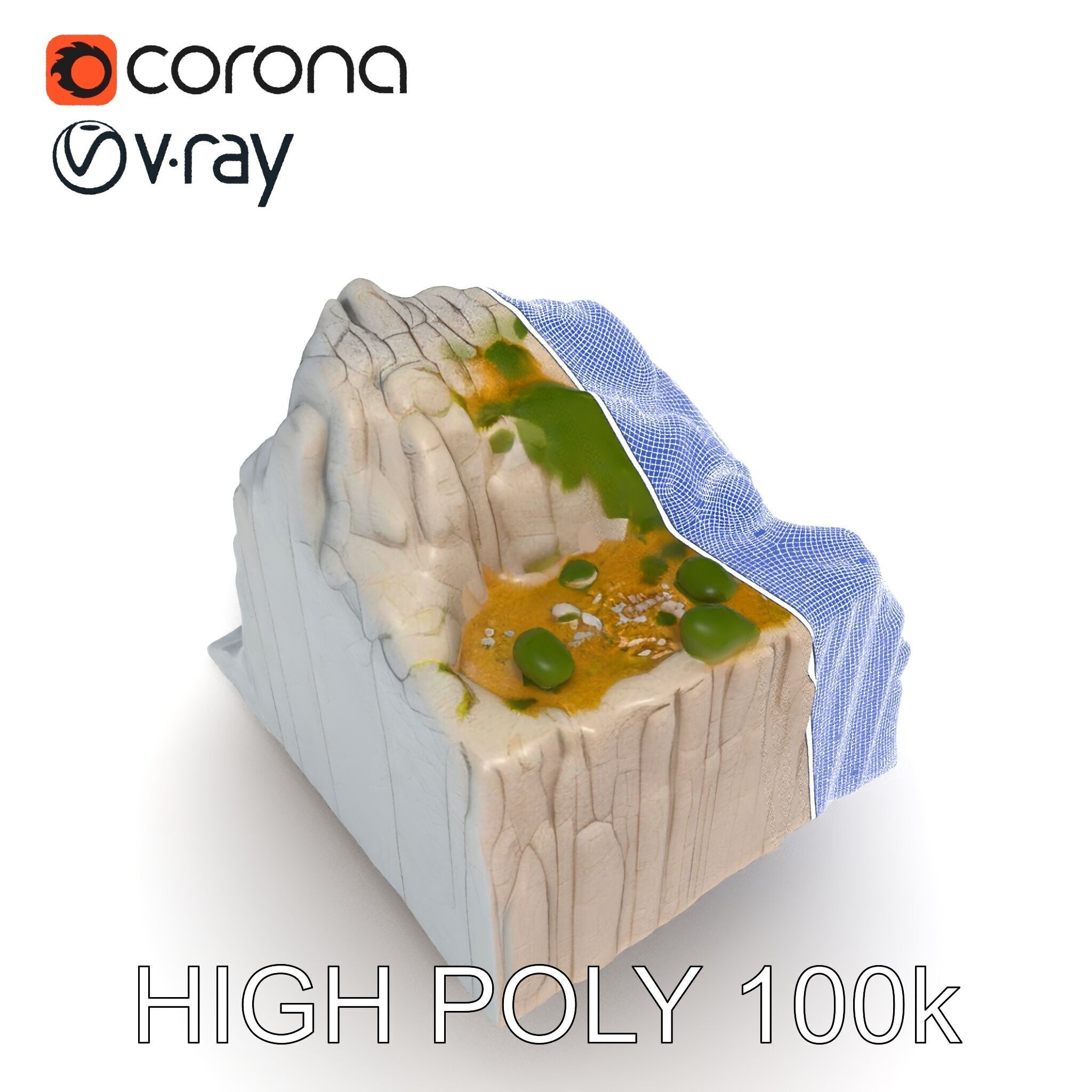 Realistic Rocky Cliff with Vegetation Model Pack Low-poly 3D model_35