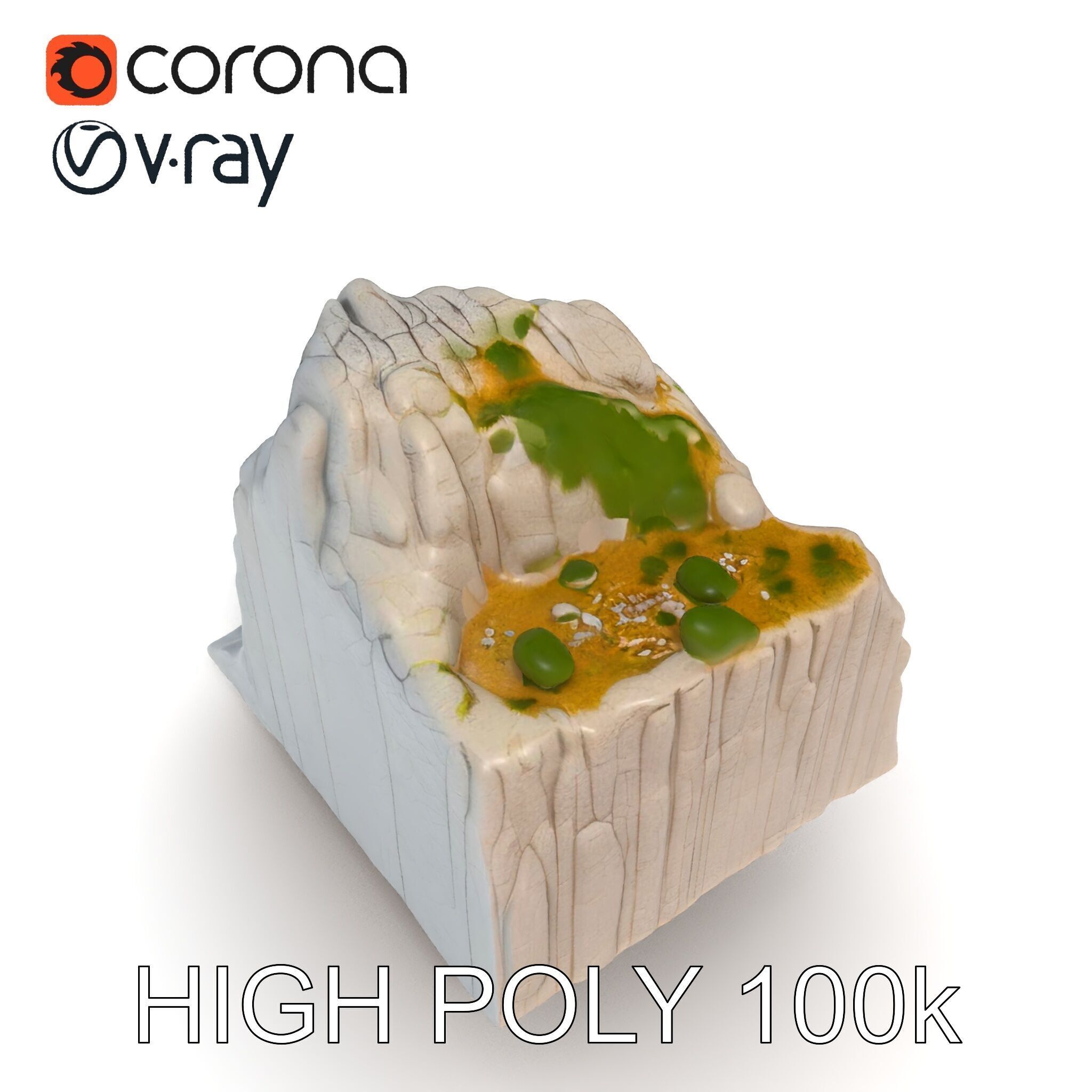 Realistic Rocky Cliff with Vegetation Model Pack Low-poly 3D model_28