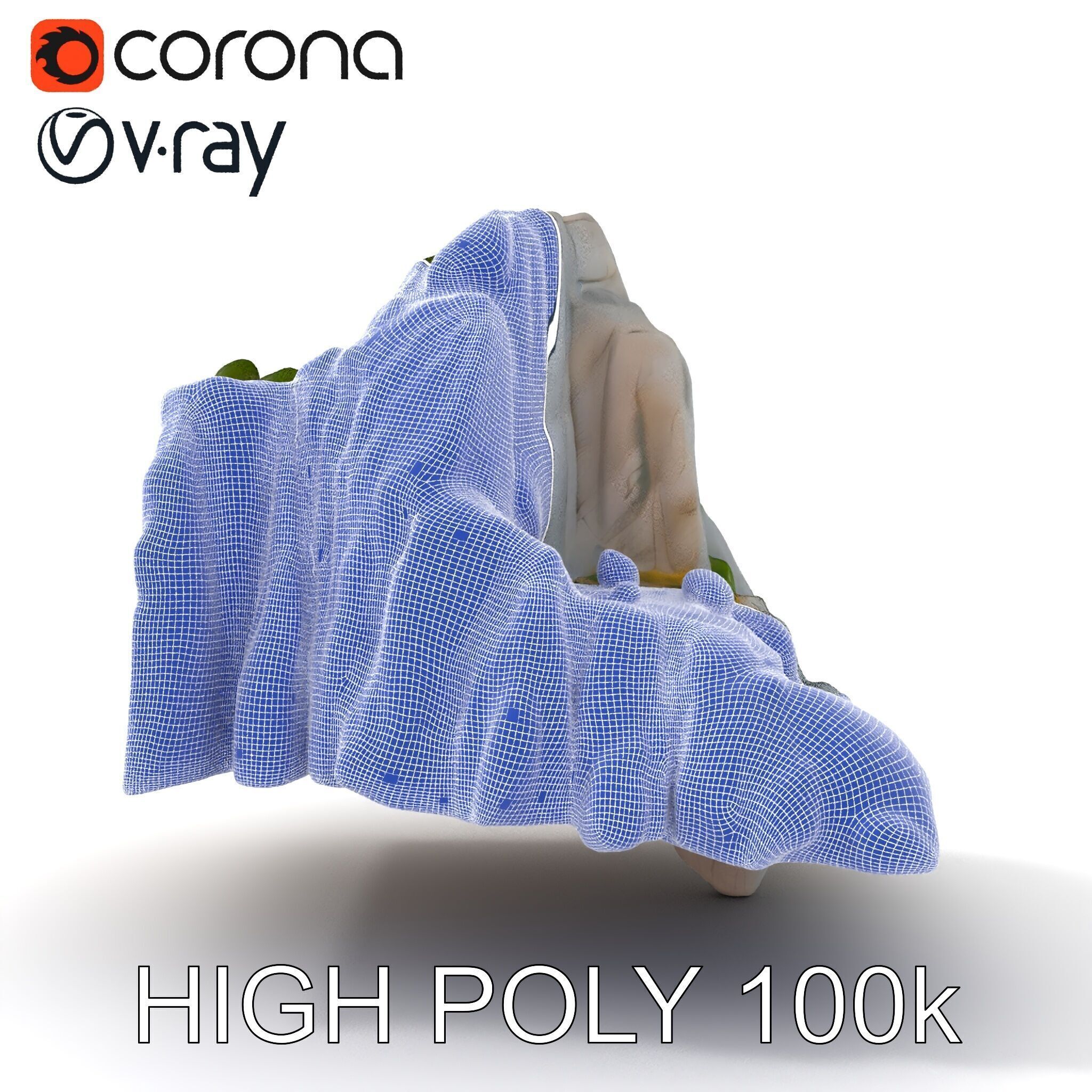 Realistic Rocky Cliff with Vegetation Model Pack Low-poly 3D model_17