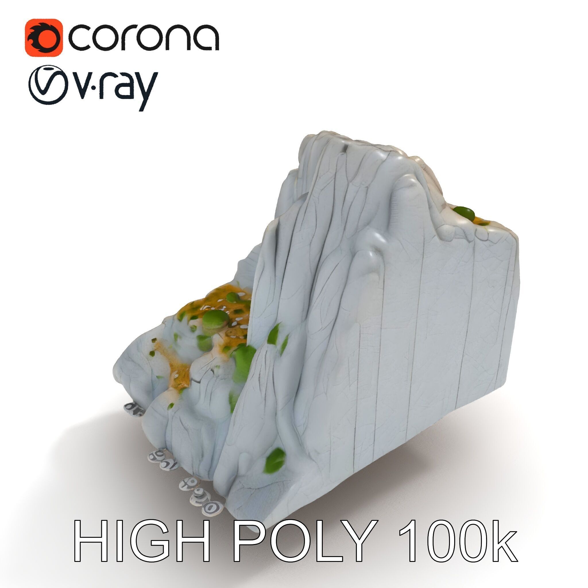 Realistic Rocky Cliff with Vegetation Model Pack Low-poly 3D model_25