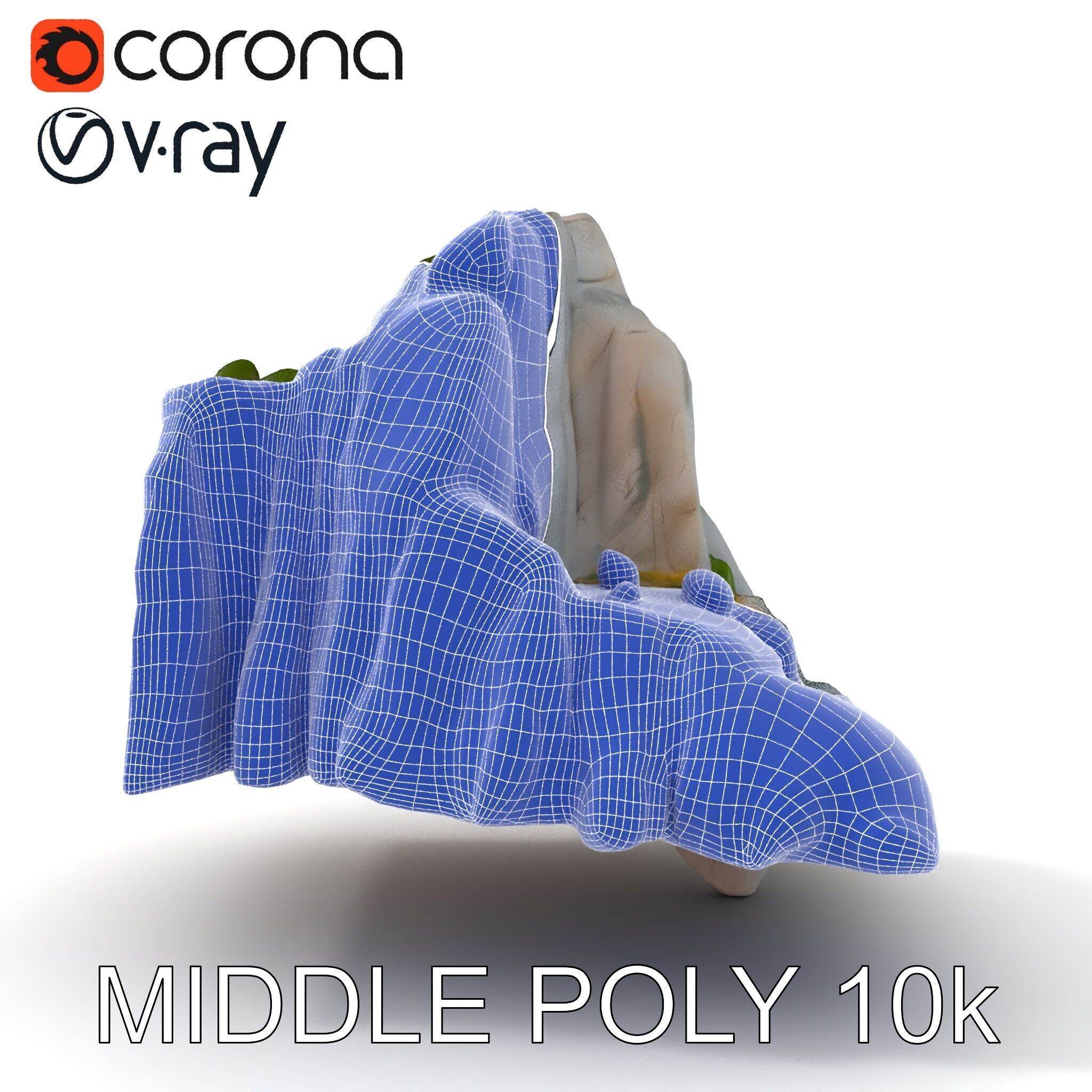 Realistic Rocky Cliff with Vegetation Model Pack Low-poly 3D model_10