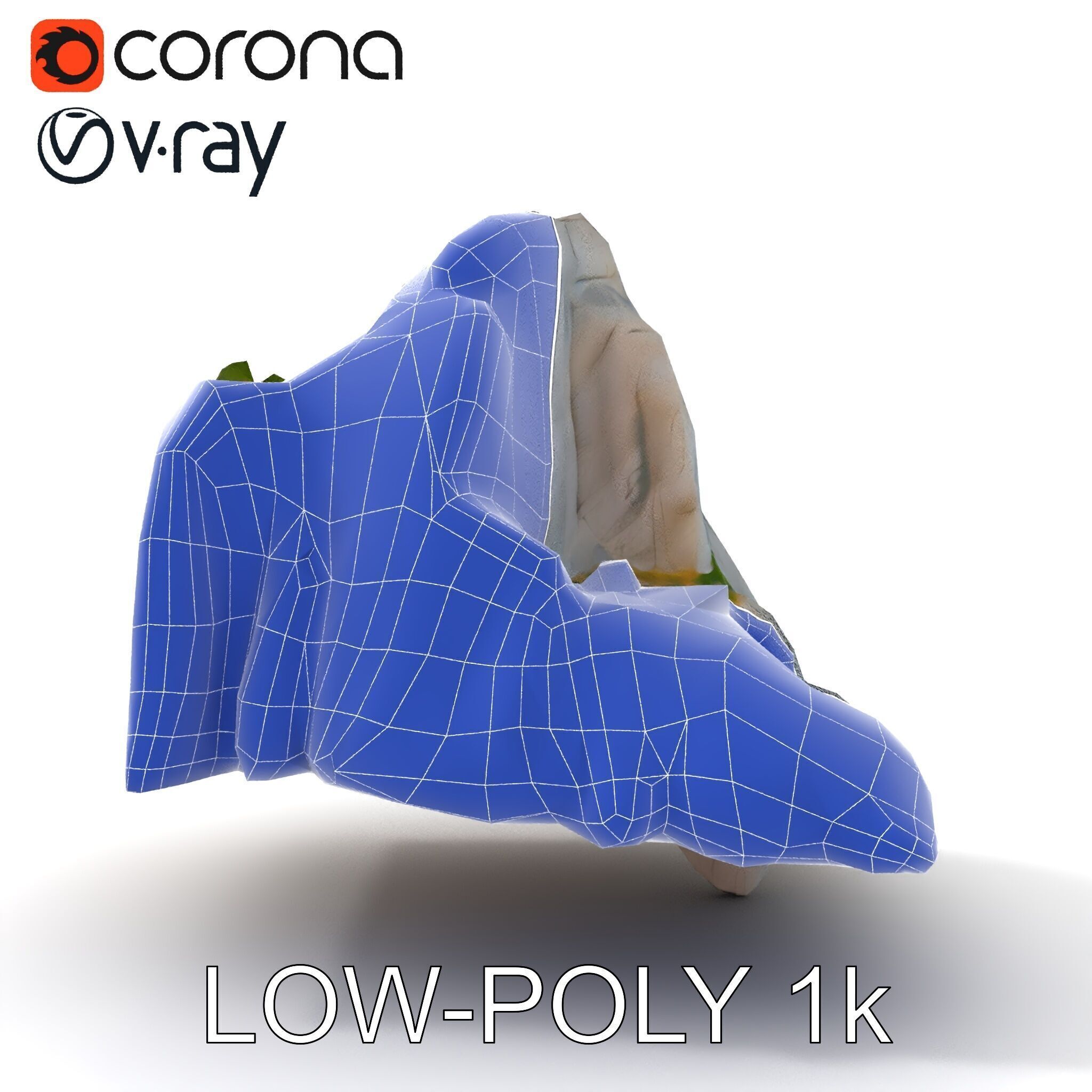 Realistic Rocky Cliff with Vegetation Model Pack Low-poly 3D model_24