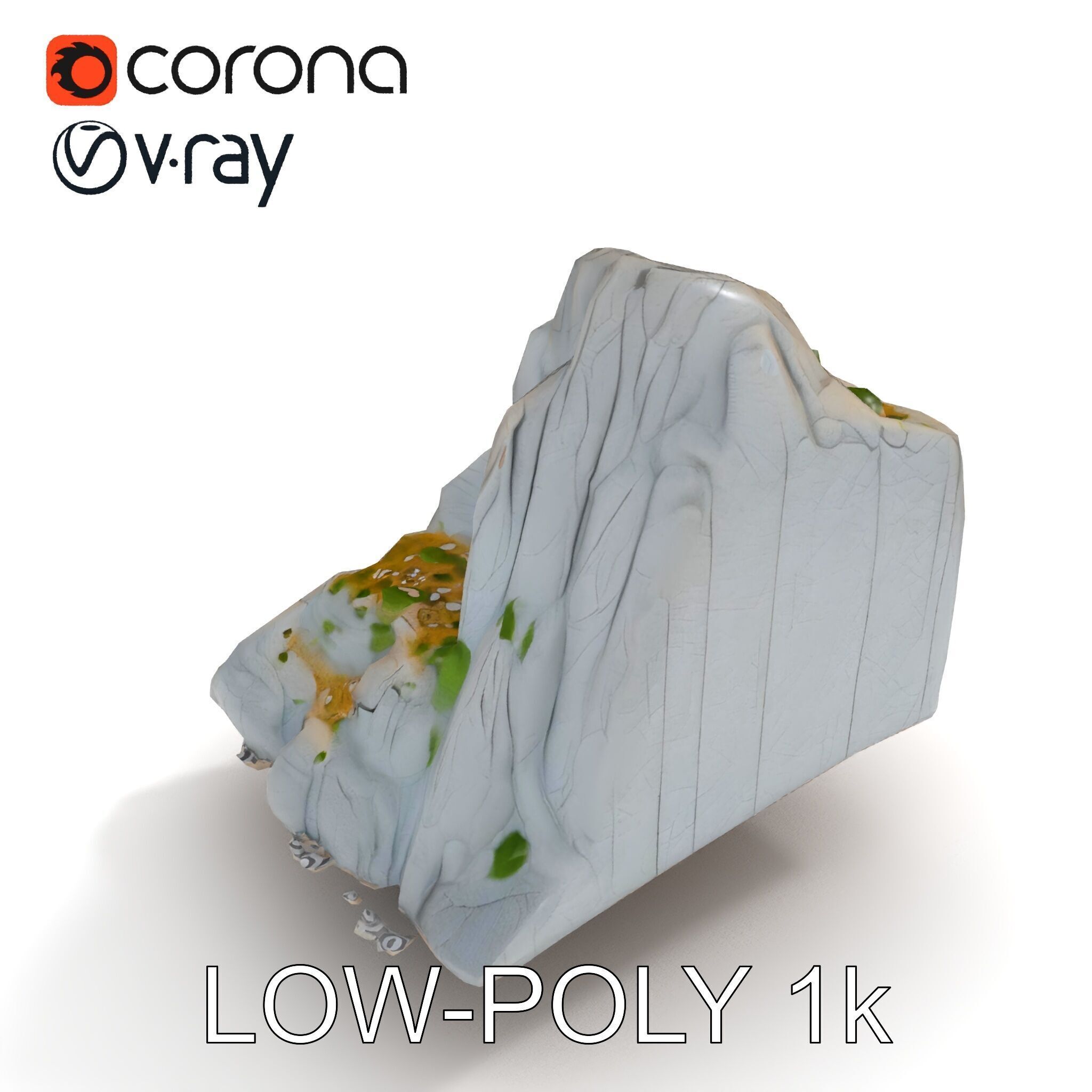 Realistic Rocky Cliff with Vegetation Model Pack Low-poly 3D model_13