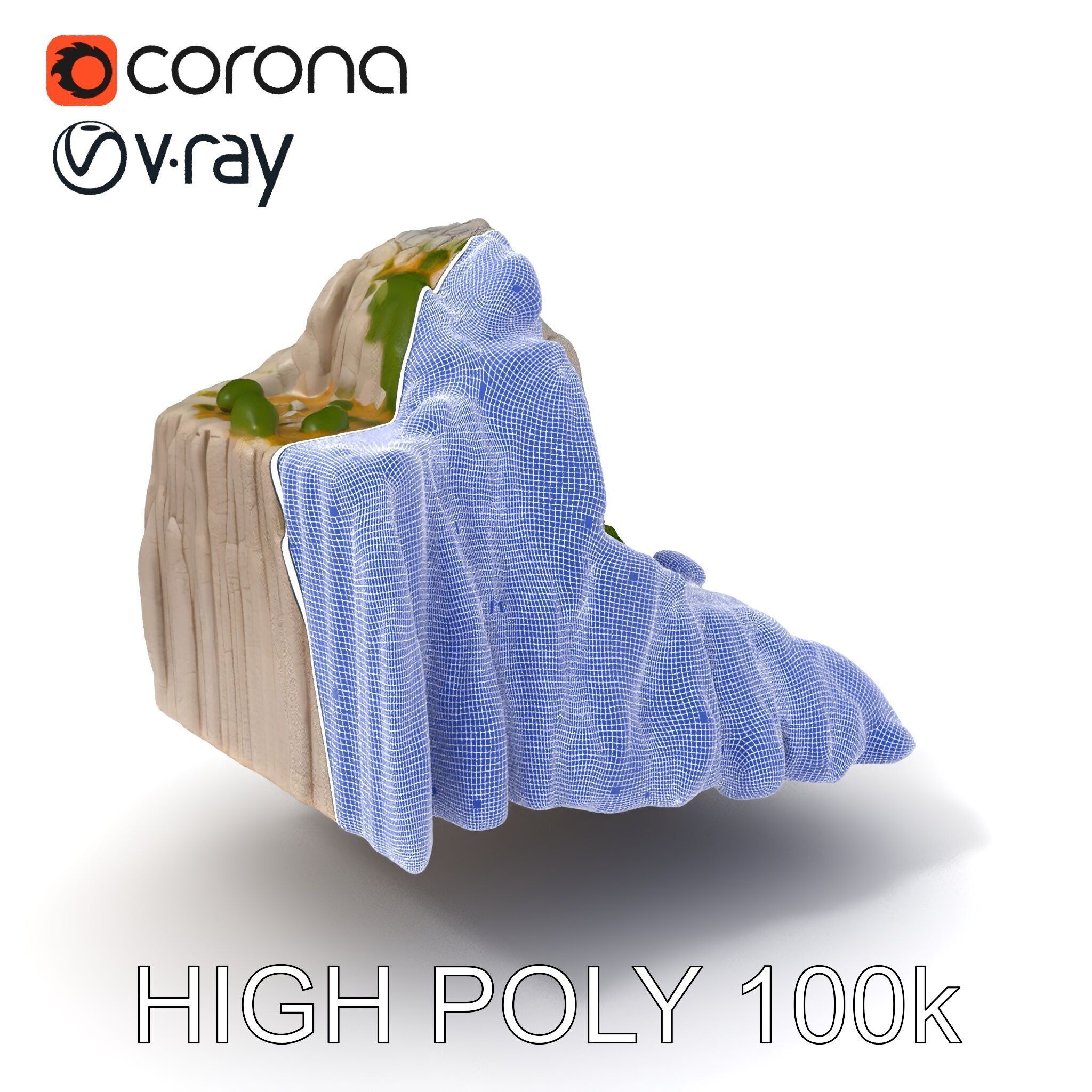 Realistic Rocky Cliff with Vegetation Model Pack Low-poly 3D model_3