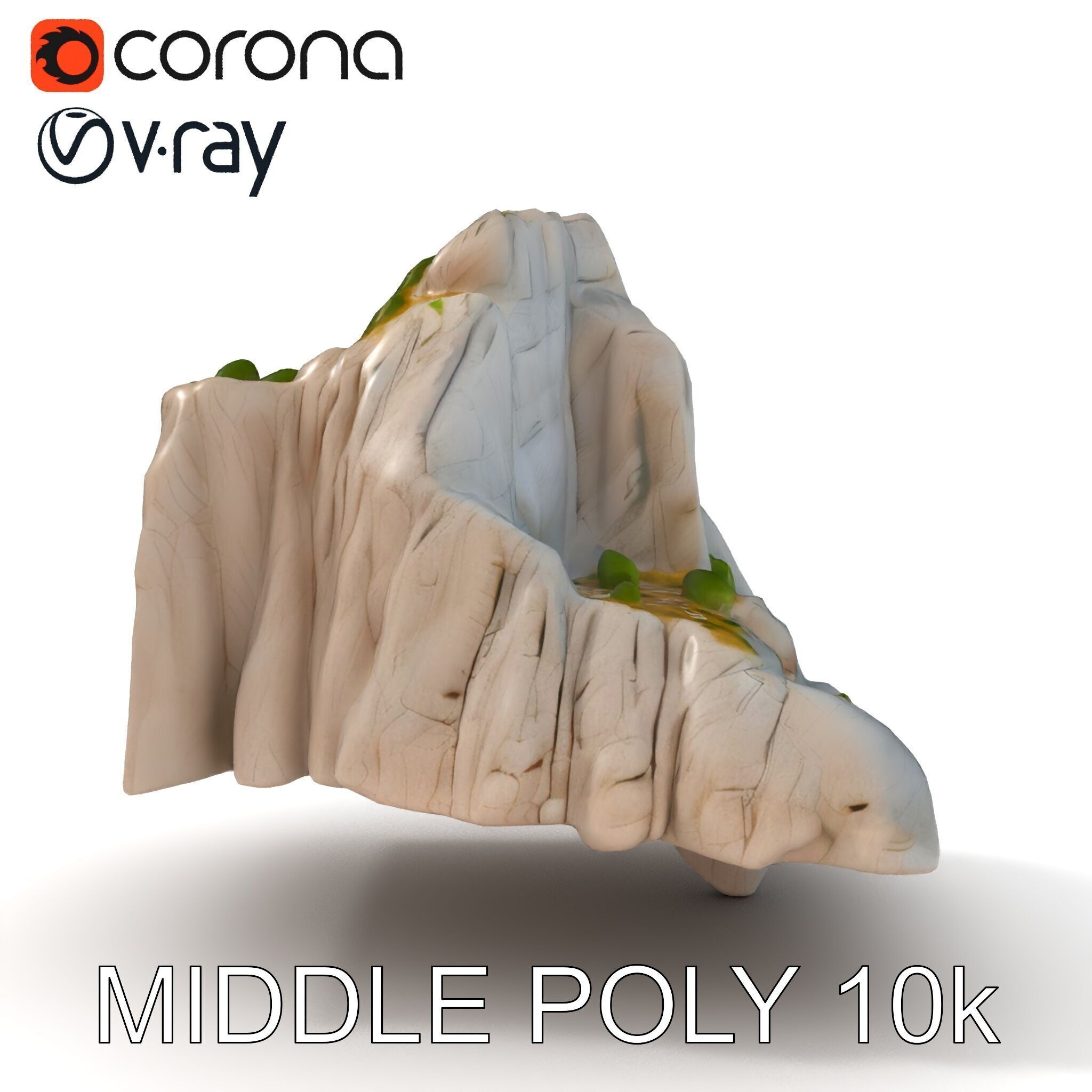 Realistic Rocky Cliff with Vegetation Model Pack Low-poly 3D model_26