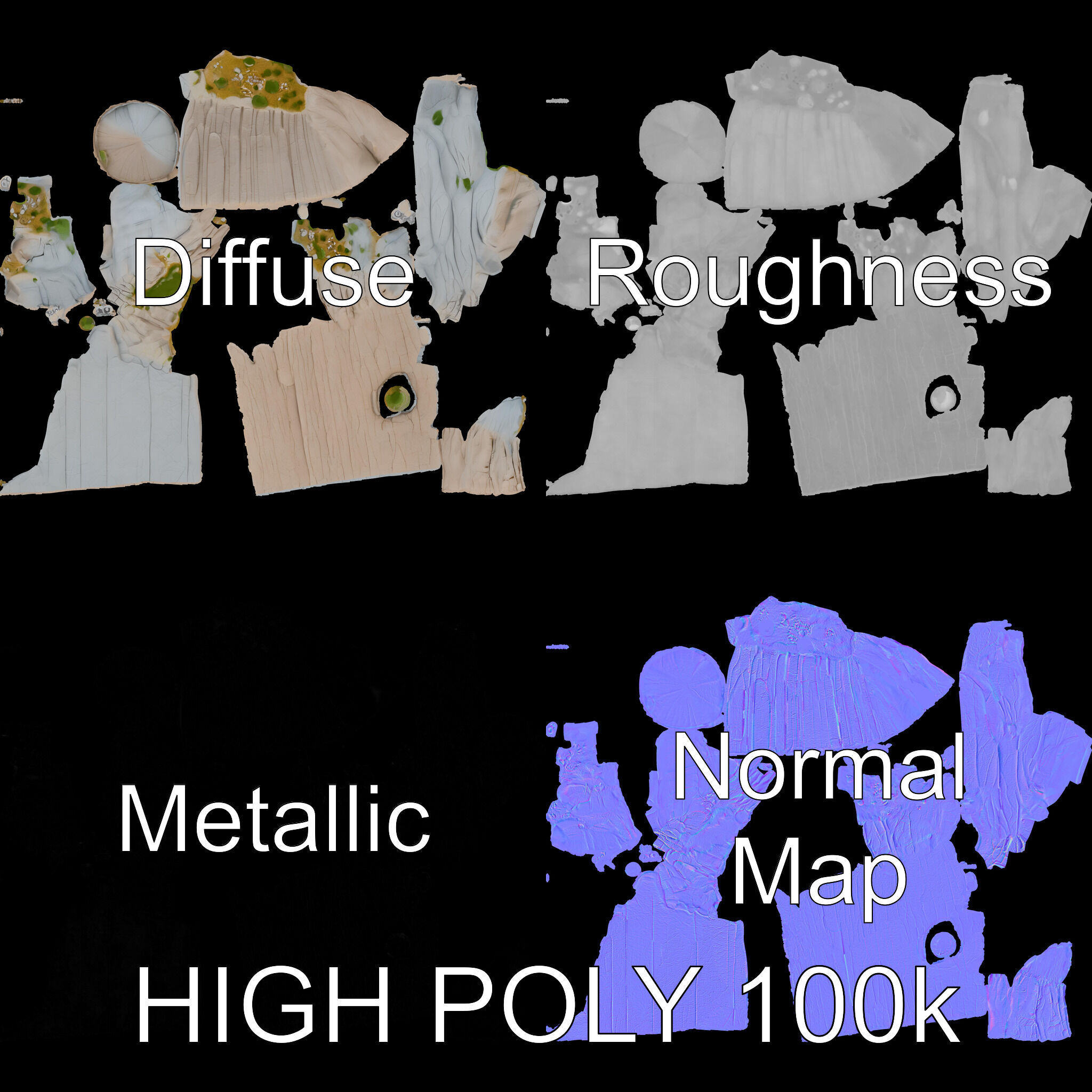 Realistic Rocky Cliff with Vegetation Model Pack Low-poly 3D model_2