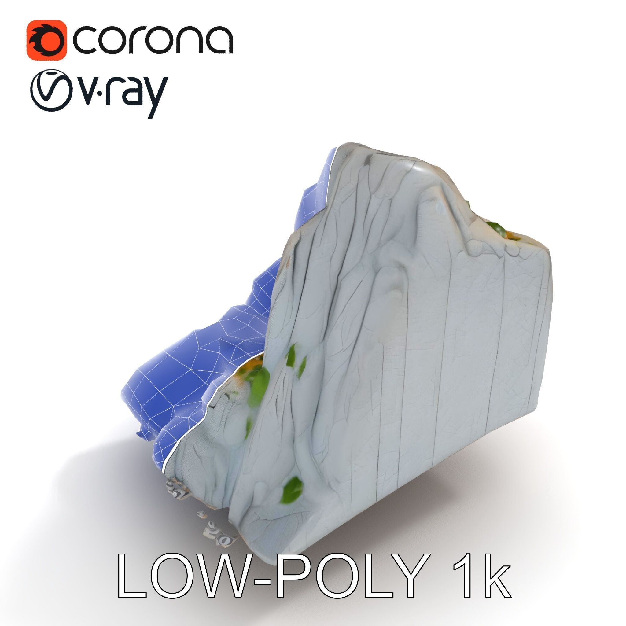 Realistic Rocky Cliff with Vegetation Model Pack Low-poly 3D model_16