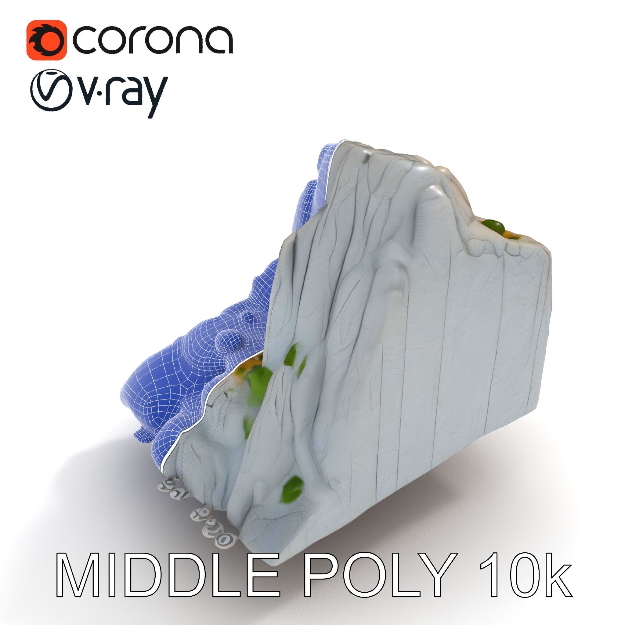 Realistic Rocky Cliff with Vegetation Model Pack Low-poly 3D model_6