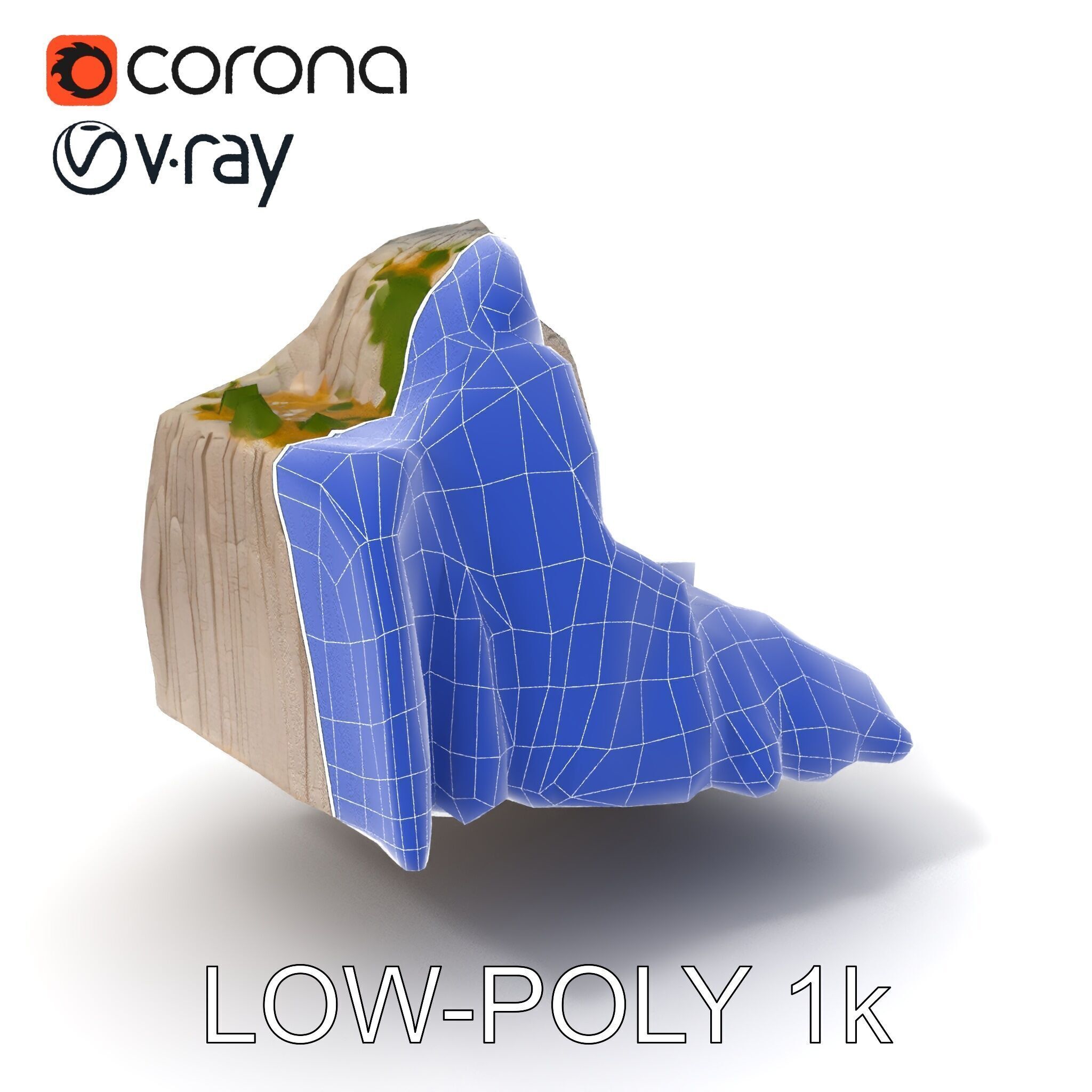 Realistic Rocky Cliff with Vegetation Model Pack Low-poly 3D model_7