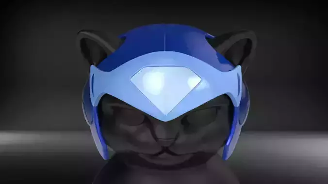 Cat Helmet Ninja Blue STL for 3D print model 3D print model
