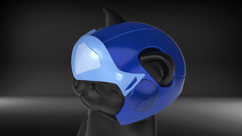 Cat Helmet Ninja Blue STL for 3D print model 3D print model_2