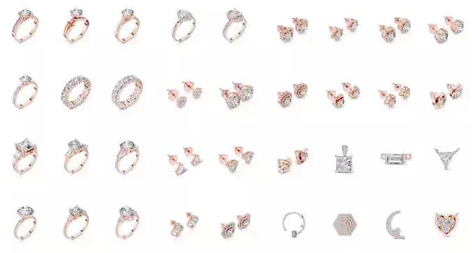 100 Solitaire Ring Earrings Pendant