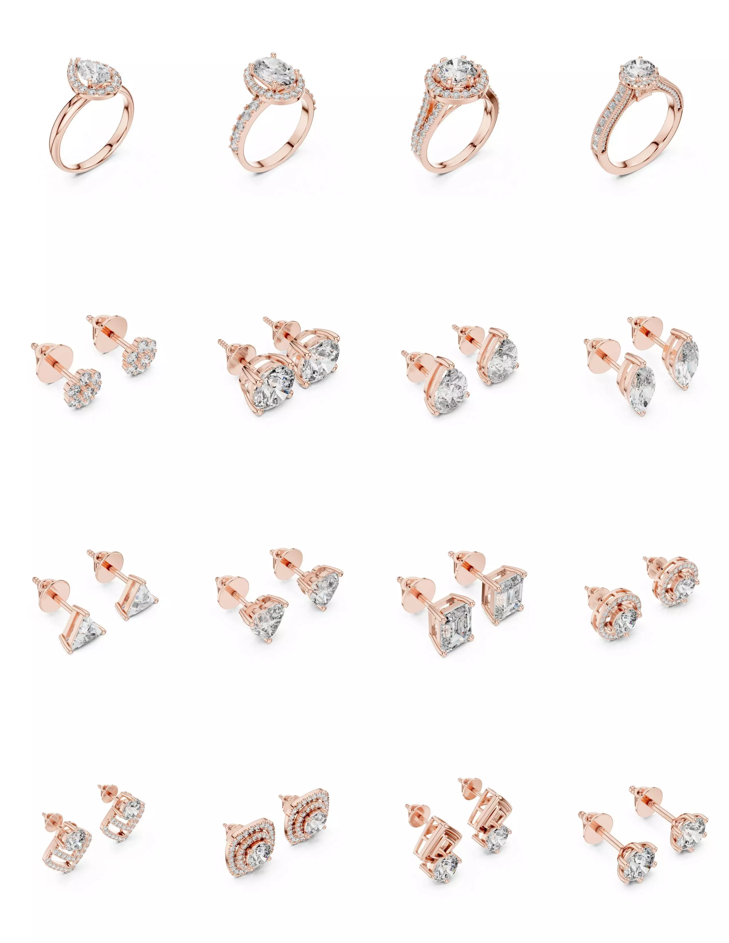 100 Solitaire Ring Earrings Pendant 3D print model_2