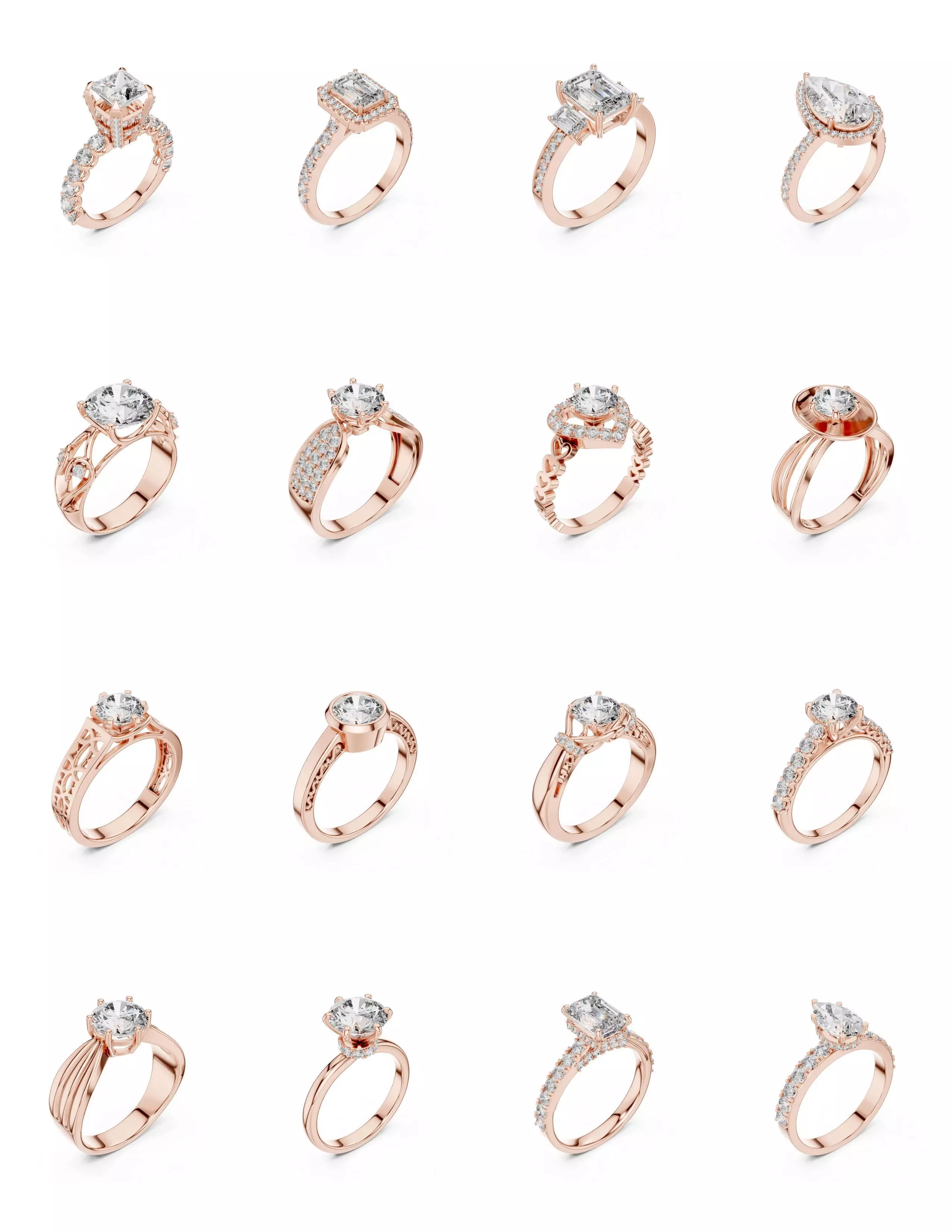 100 Solitaire Ring Earrings Pendant 3D print model_6