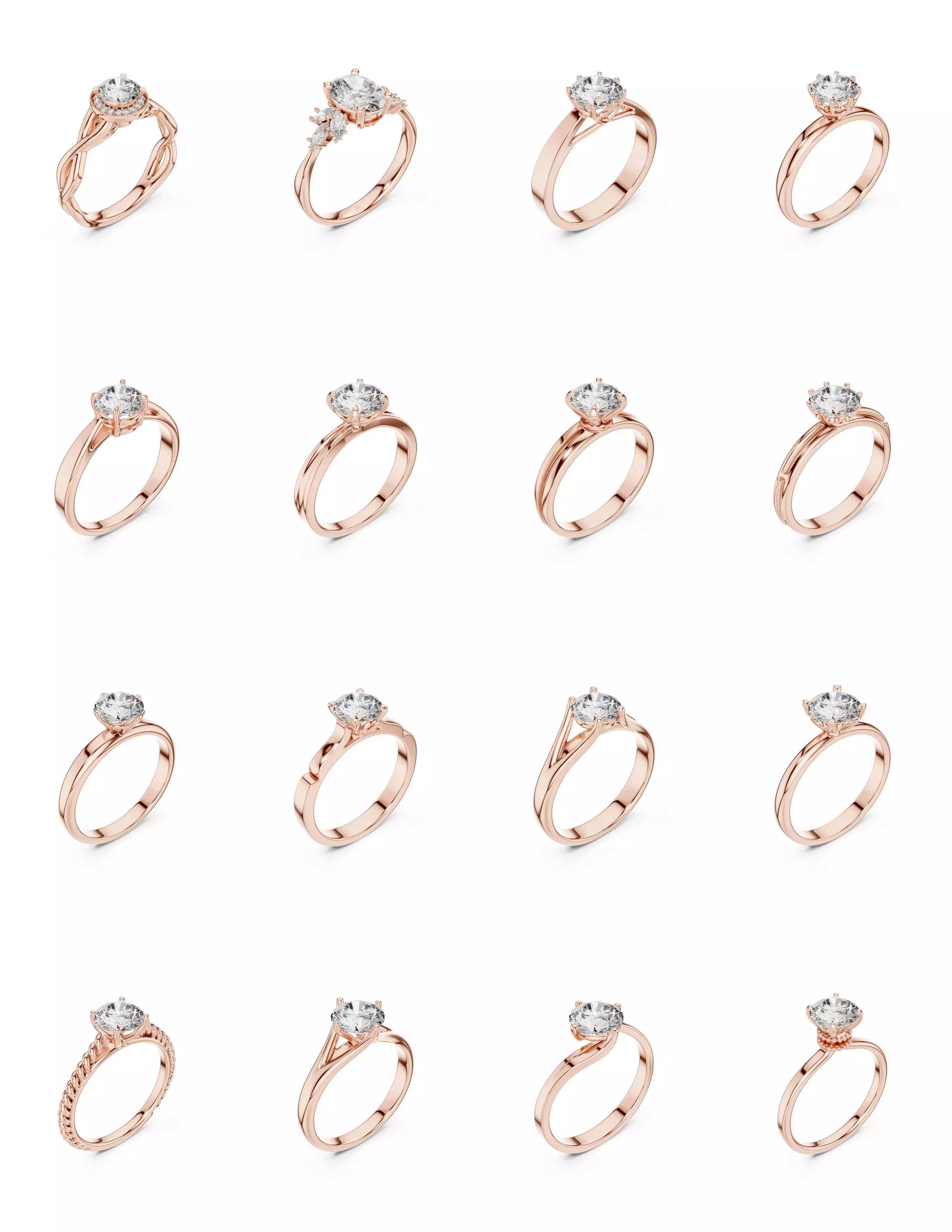 100 Solitaire Ring Earrings Pendant 3D print model_1