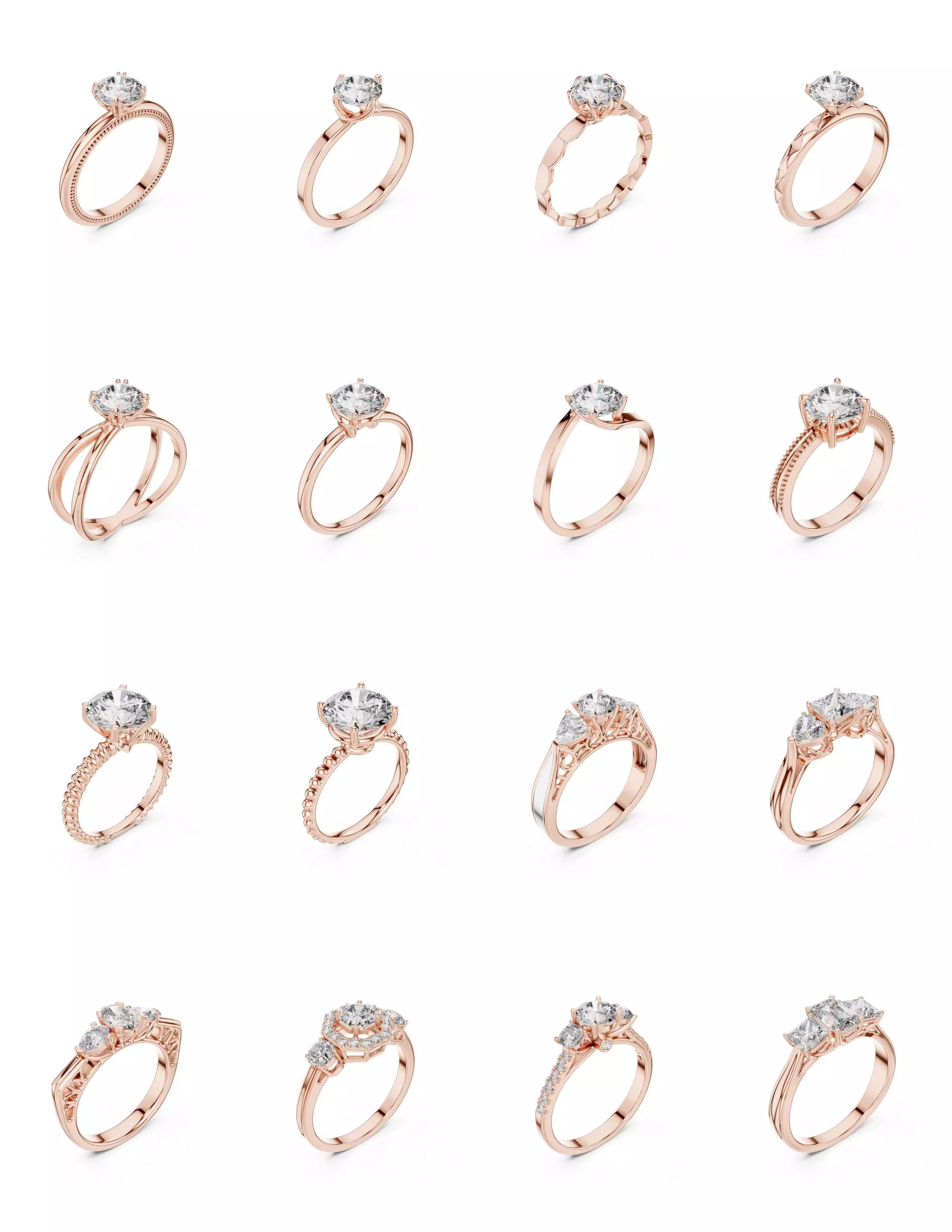 100 Solitaire Ring Earrings Pendant 3D print model_5