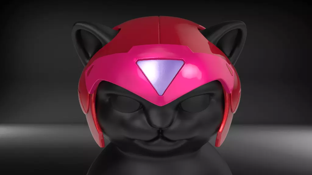 Cat Helmet Ninja Red STL for  3D print model_0