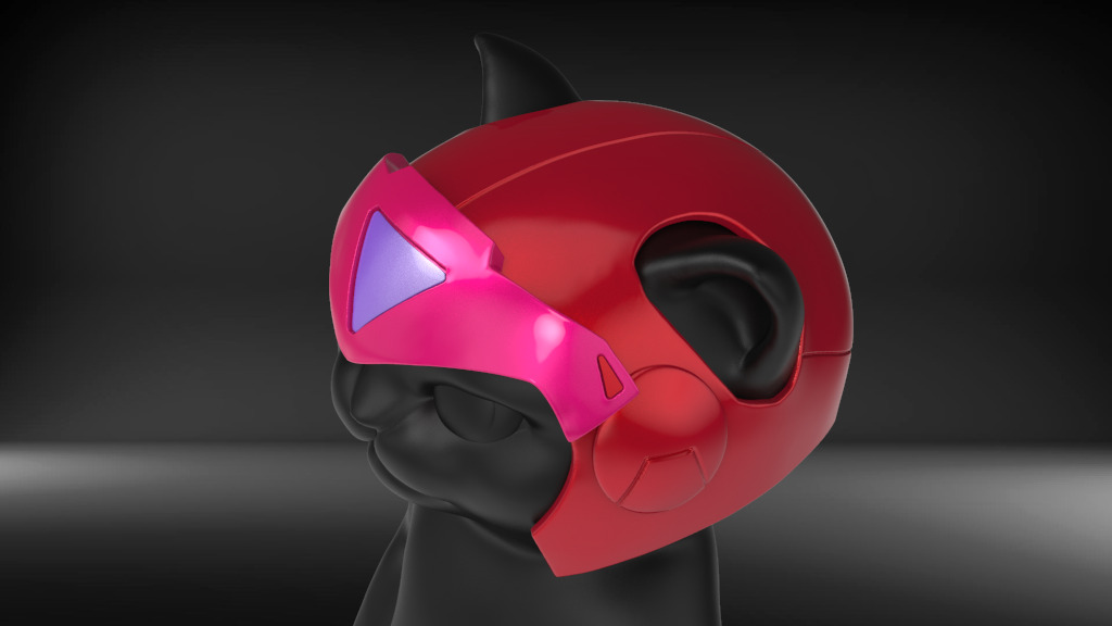 Cat Helmet Ninja Red STL for  3D print model_2