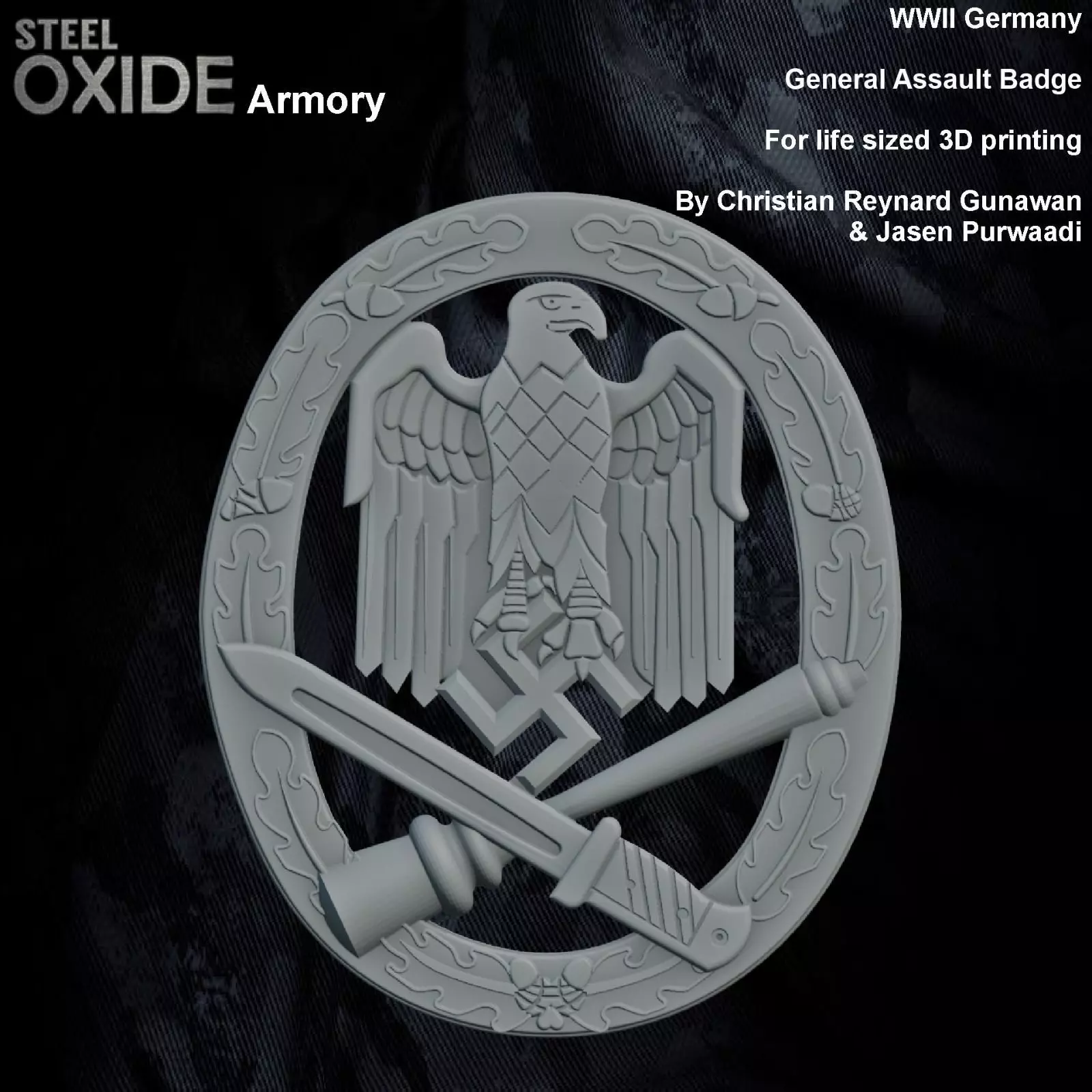 WWII German General Assault Badge 3D print model_0