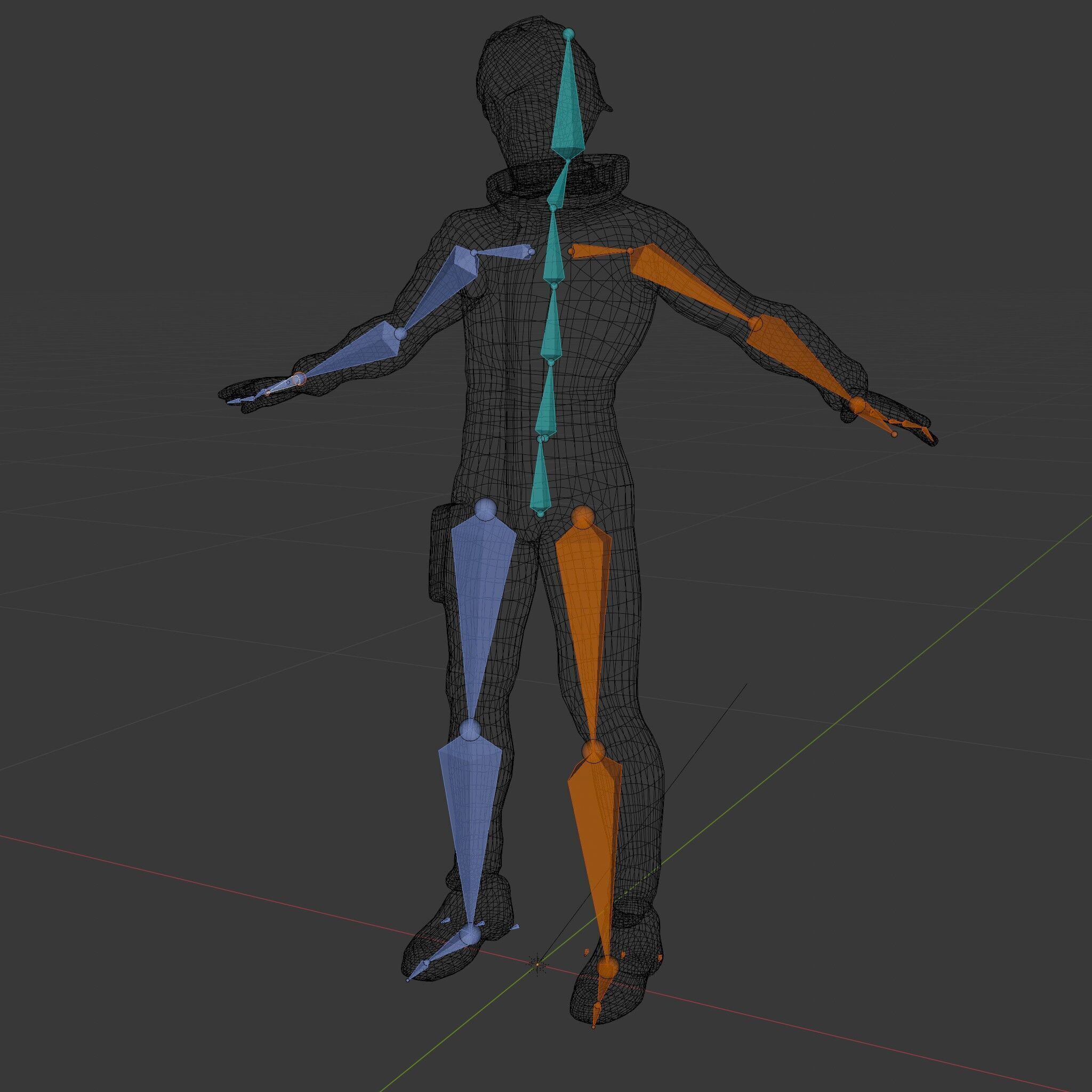 Neon Cyberpunk Character with Green Hair and Futuristic Suit Low-poly 3D model_16