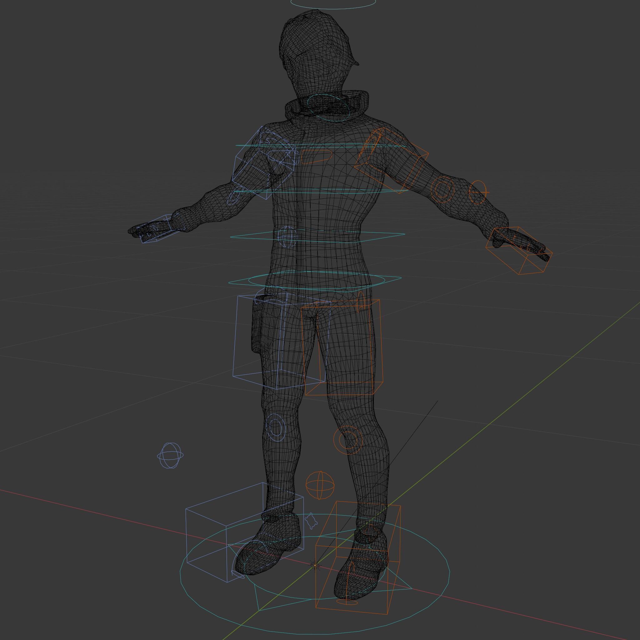 Neon Cyberpunk Character with Green Hair and Futuristic Suit Low-poly 3D model_22