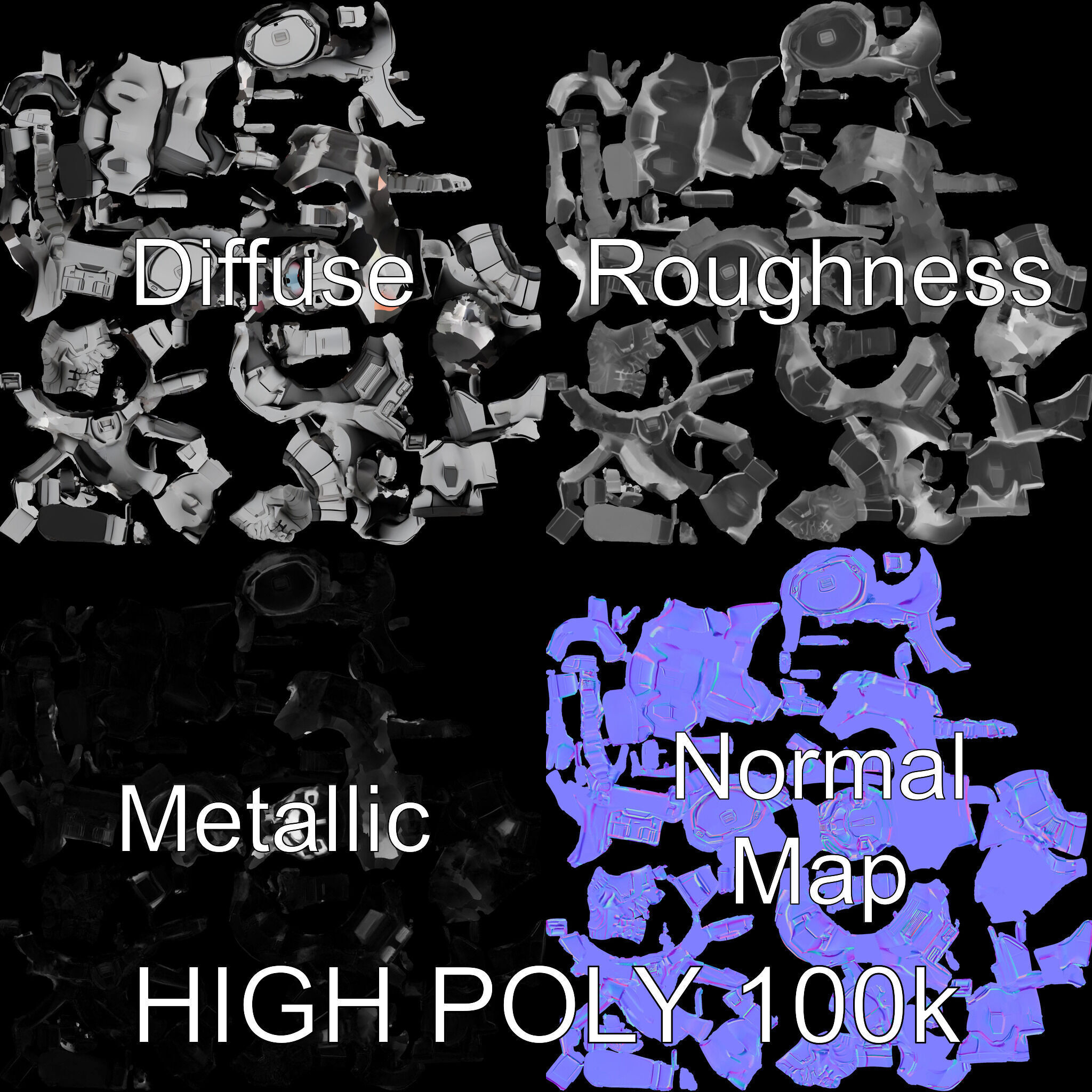 Futuristic Armored Combat Robot with Full Rigging and PBR Tex... Low-poly 3D model_2