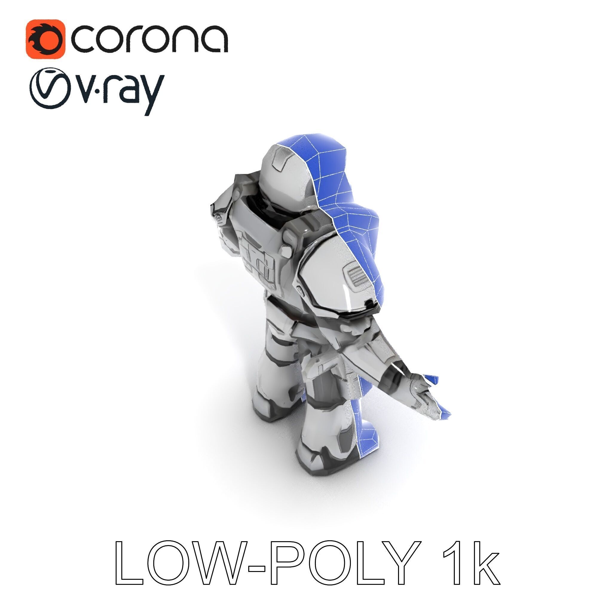 Futuristic Armored Combat Robot with Full Rigging and PBR Tex... Low-poly 3D model_34