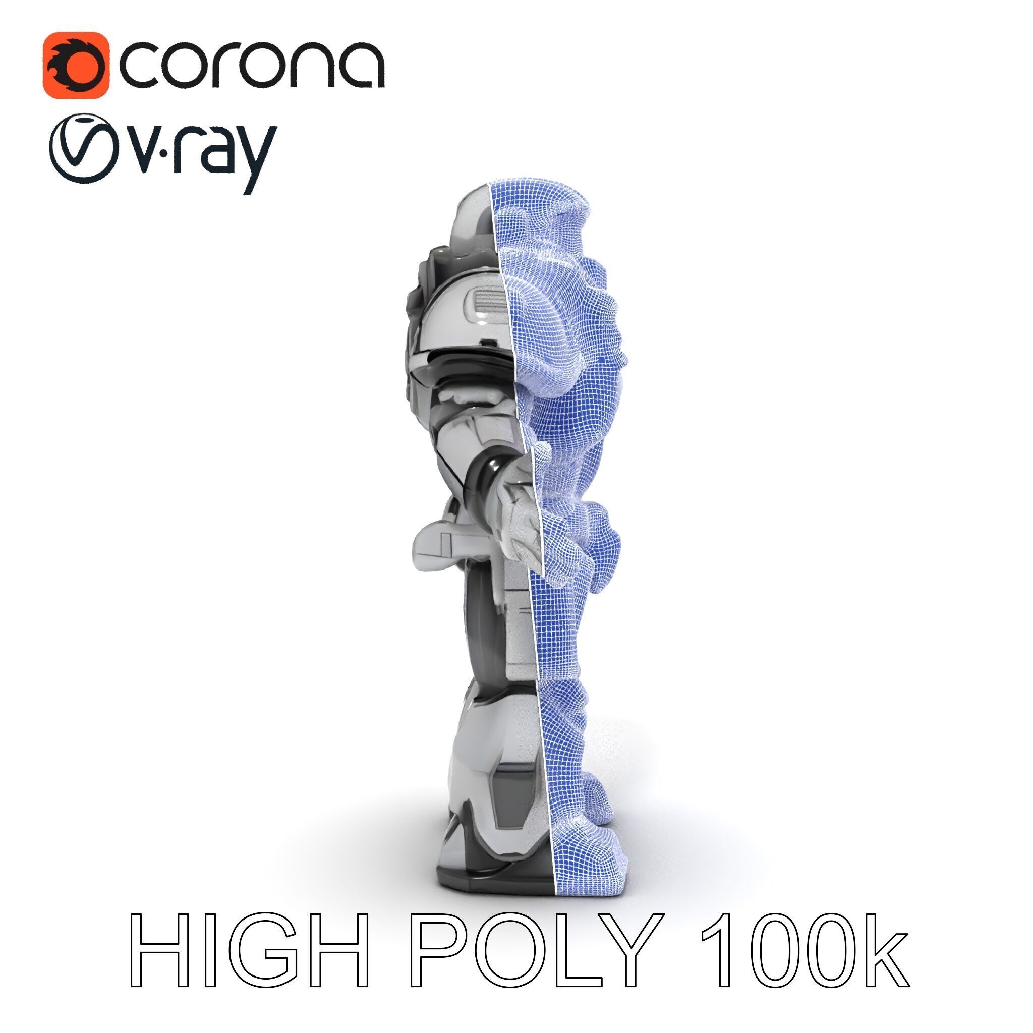 Futuristic Armored Combat Robot with Full Rigging and PBR Tex... Low-poly 3D model_32