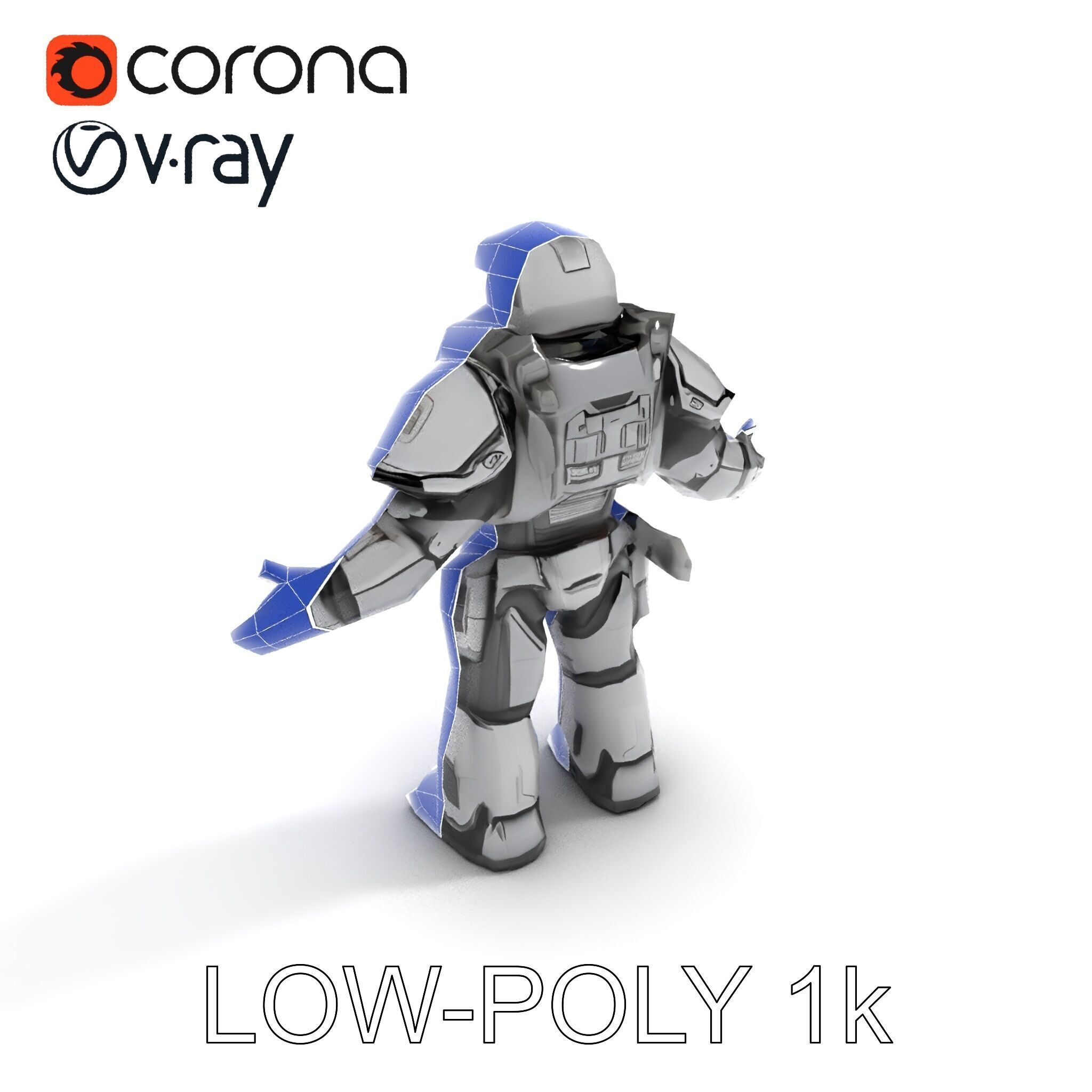 Futuristic Armored Combat Robot with Full Rigging and PBR Tex... Low-poly 3D model_27