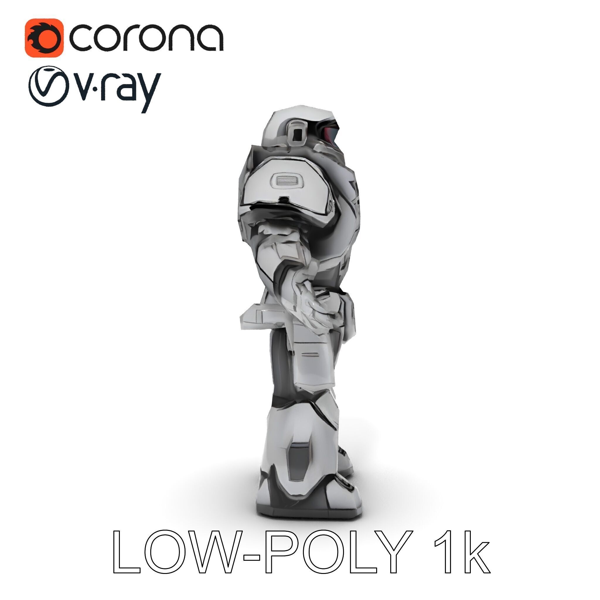 Futuristic Armored Combat Robot with Full Rigging and PBR Tex... Low-poly 3D model_31