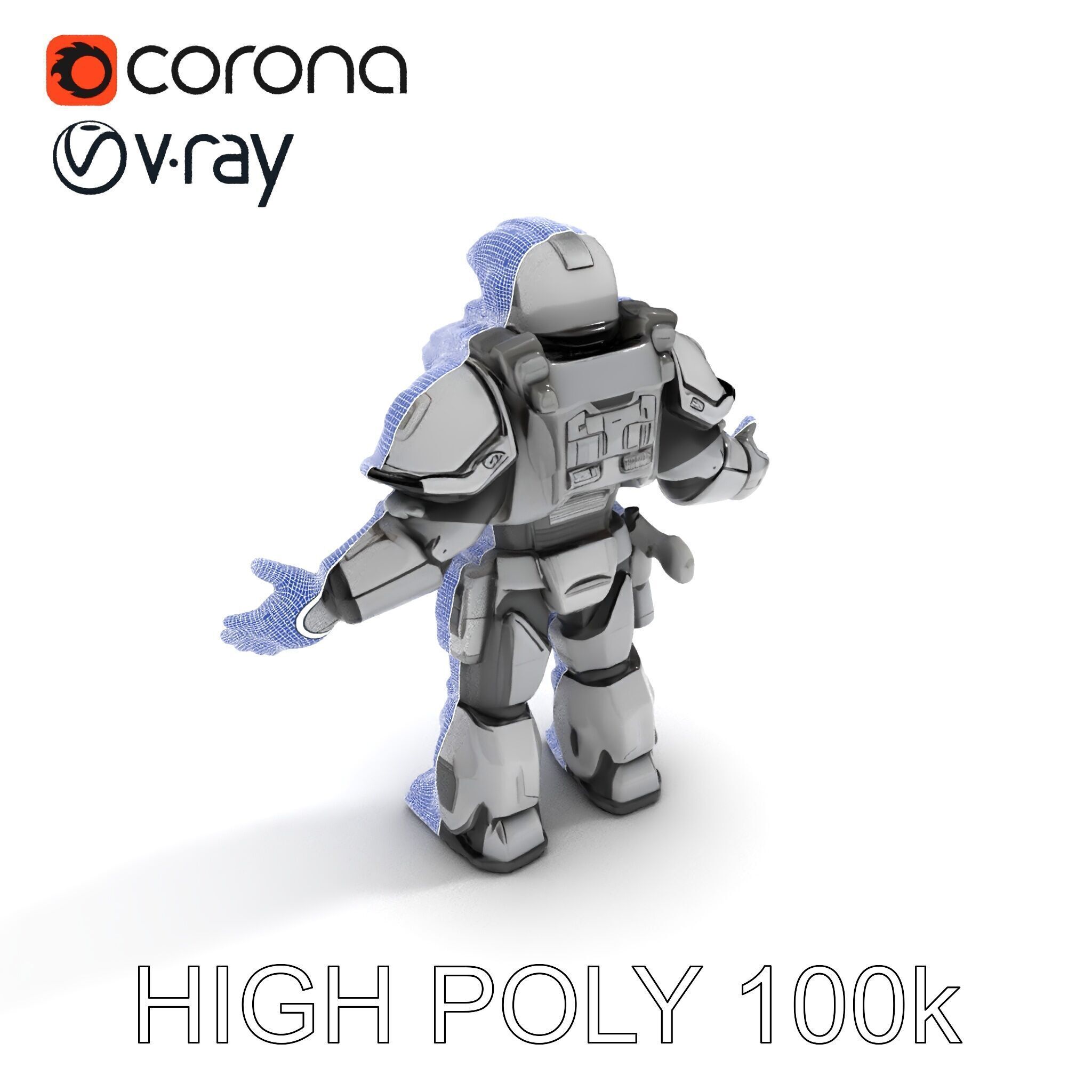 Futuristic Armored Combat Robot with Full Rigging and PBR Tex... Low-poly 3D model_22