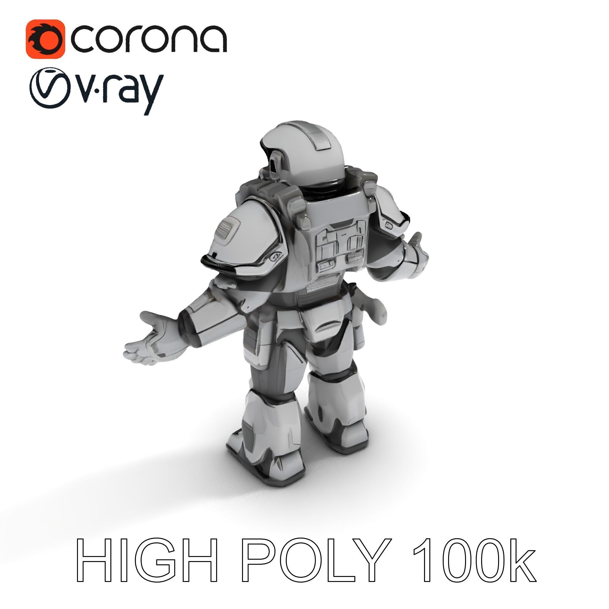 Futuristic Armored Combat Robot with Full Rigging and PBR Tex... Low-poly 3D model_14